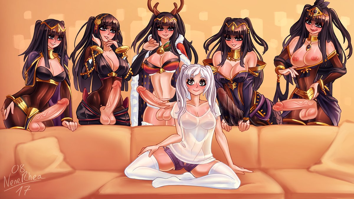 1girls 5futas alternate_costume areolae balls bangs bare_shoulders bedroom_eyes big_breasts big_penis black_hair blush bodystocking breasts breasts_out brown_eyes christmas cleavage clothed clothing collarbone couch erection female fire_emblem fire_emblem_awakening fire_emblem_fates fire_emblem_heroes fully_clothed futanari grey_hair grin harem human imminent_sex large_breasts large_penis licking_lips light-skinned_female light-skinned_futanari light_skin lips long_hair looking_at_viewer meme mostly_clothed multiple_persona naughty_face nenerhea nintendo nipples on_couch pale_skin penis piper_perri_surrounded plegian purple_eyes rhajat_(fire_emblem) robin_(fire_emblem) robin_(fire_emblem)_(female) see-through shirt shorts sitting smile surrounded tharja_(bridal)_(fire_emblem) tharja_(fire_emblem) tharja_(plegian)_(fire_emblem) tharja_(winter)_(fire_emblem) thighhighs undressing