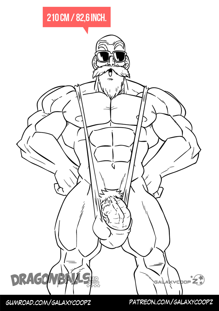 abs bald bara beard big_penis dragon_ball dragon_ball_z galaxycoop galaxycoopz male male_only master_roshi mature_male muscular penis solo solo_male