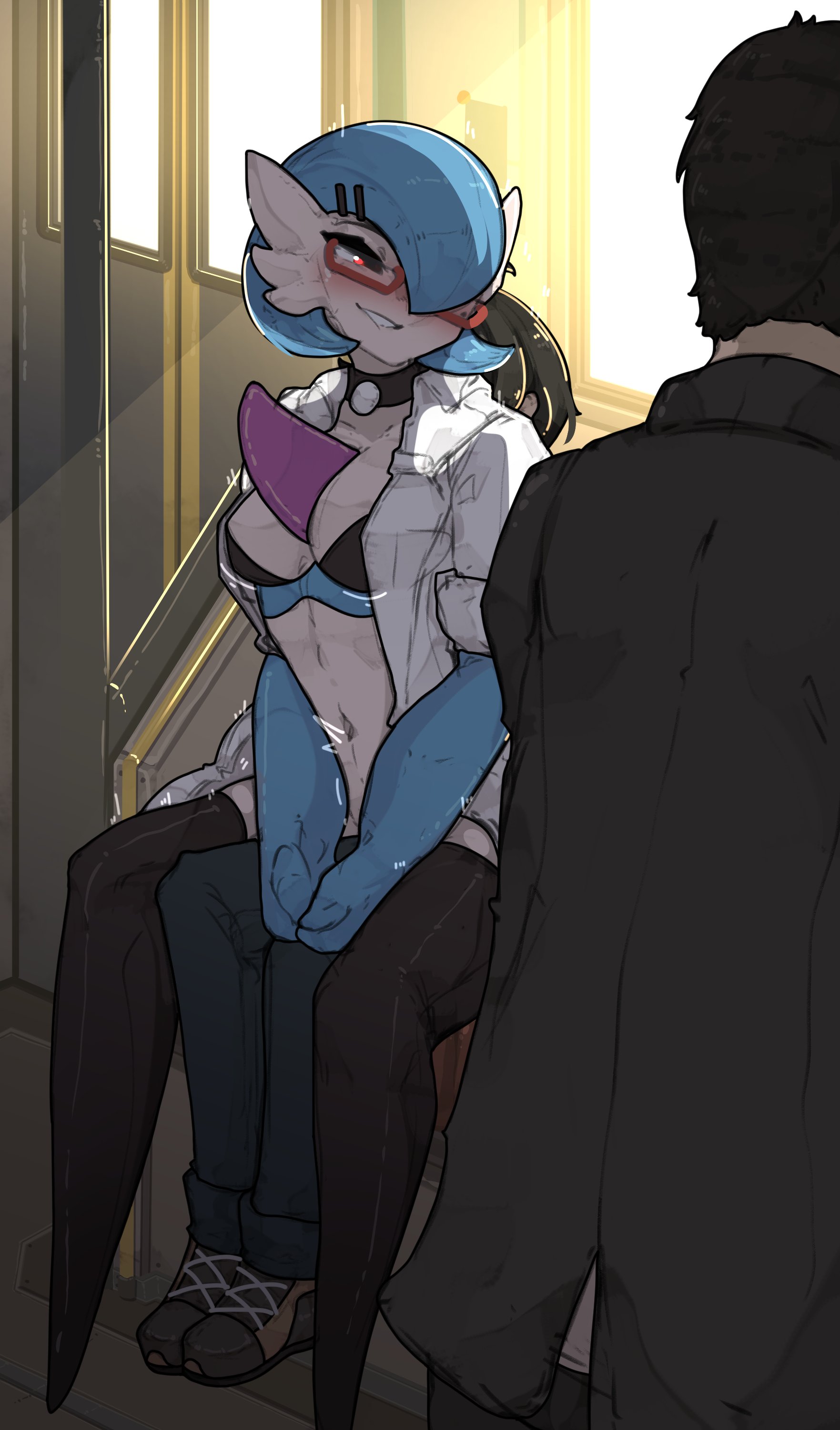1girls, 2boys, anthro, bikini, clothed, clothing, cowgirl position, dr. voir, duo focus, female, femdom, gardevoir, human, human is better, human on anthro, human on pokemon, human penetrating, humanoid, light skin, light-skinned male, male, male human/female anthro, male human/female humanoid, male human/female pokemon, mostly clothed, nanosheep, pale skin, penis, pokémon (species), pokemon, pokemon (species), public, public sex, public transportation, pussy, reverse cowgirl position, riding, shuuko, sitting, sitting on penis, sitting on person, stealth sex, straight, thick, thick thighs, thighhighs, train, train interior, vaginal penetration, wide hips, wide thighs