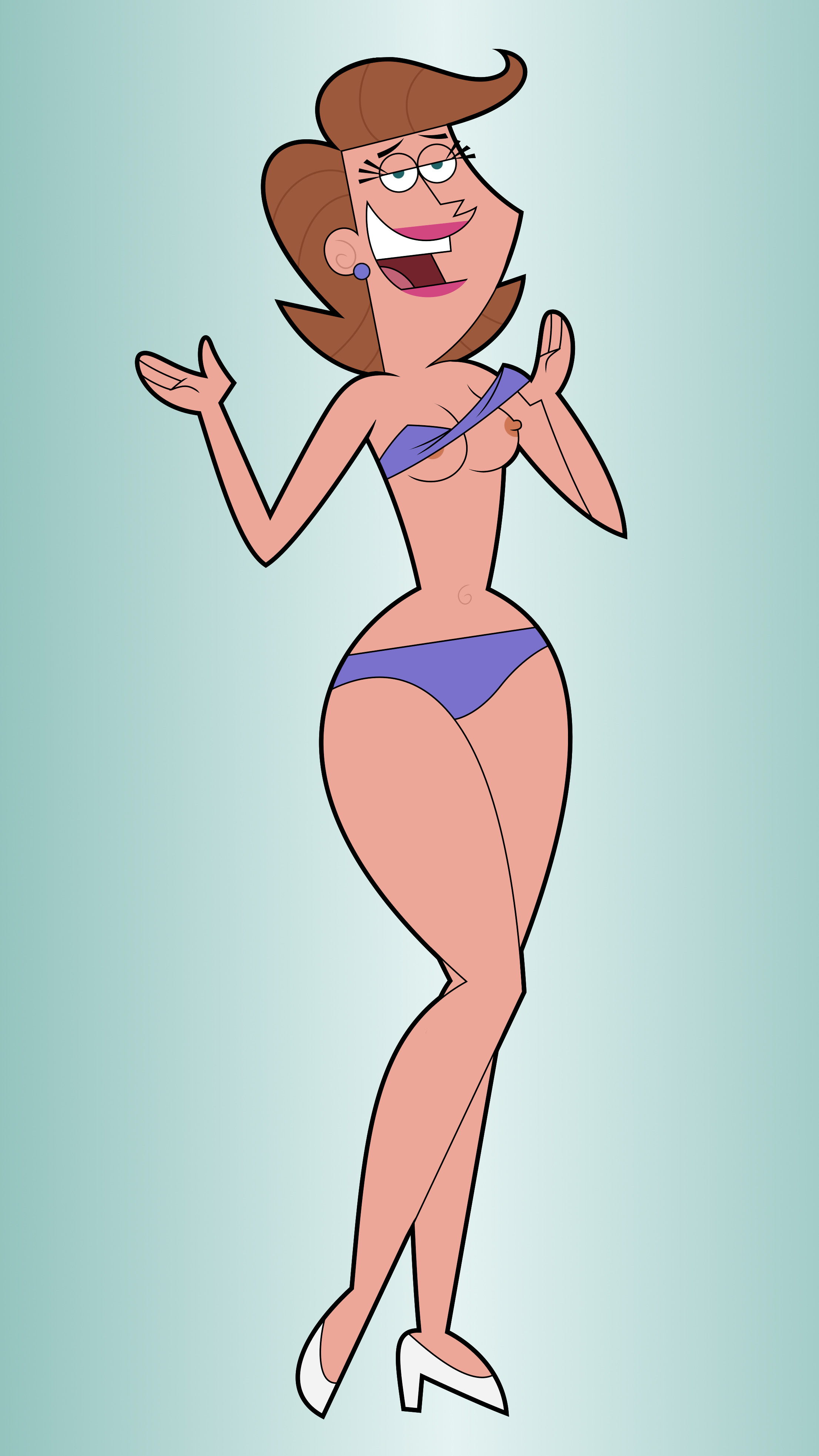 1girls, bikini, breasts, exposed breasts, female, female only, looking at viewer, medium breasts, milf, nickelodeon, pinup, smiling, smiling at viewer, straight hair, tagme, the fairly oddparents, timmy's mom, wide hips