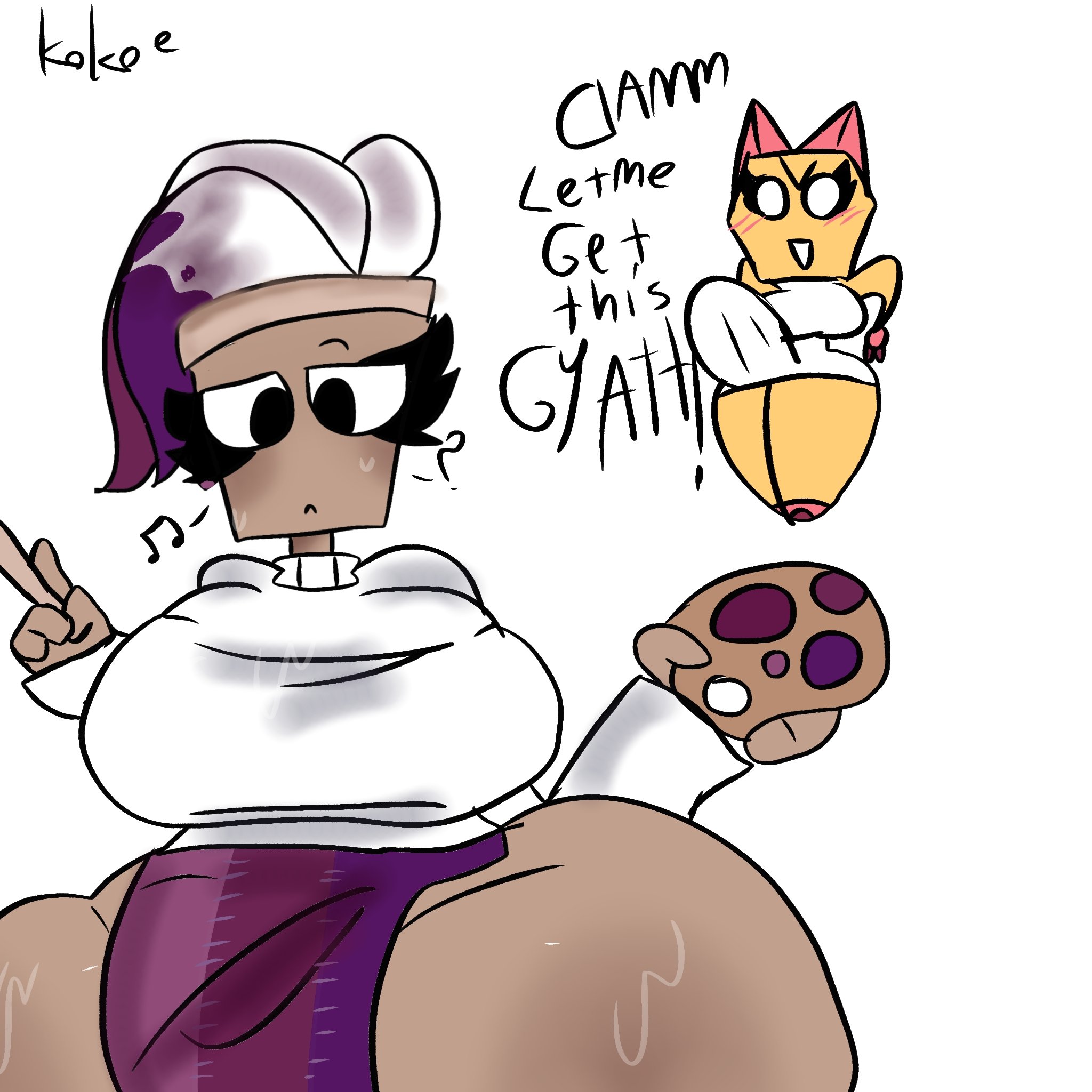 artist name, big breasts, blushcrunch studio, brusha (dandy's world), dandy's world, dandys world, futa only, futanari, imminent sex, roblox, scraps (dandy's world), thick thighs