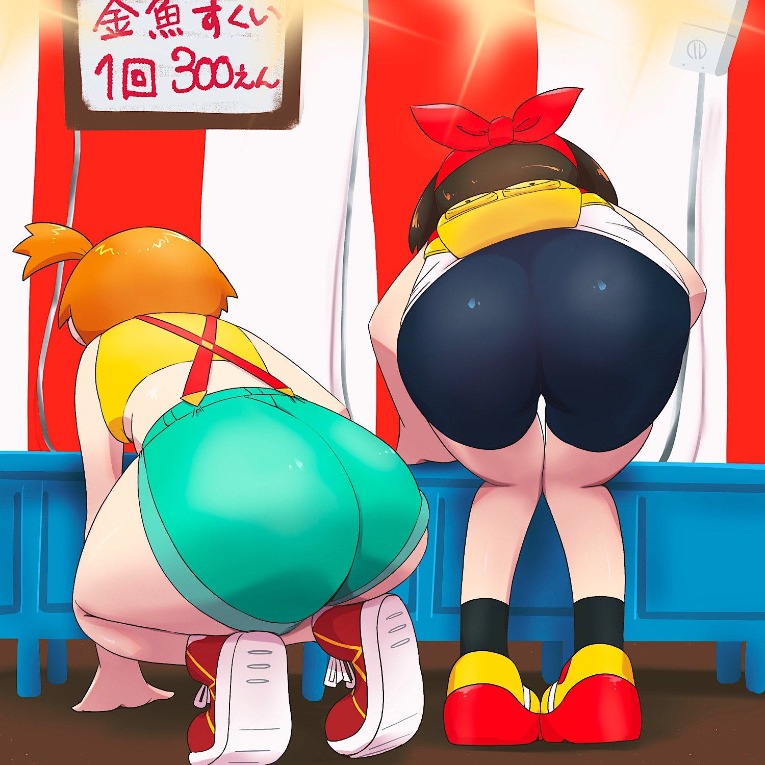 2girls, ass, ass focus, female, female only, from behind, kasumi (pokemon), may (pokemon), microsd (artist), misty (pokemon), multiple females, multiple girls, orange hair, pokemon, pokemon rgby, pokemon rse, red hair, tennis