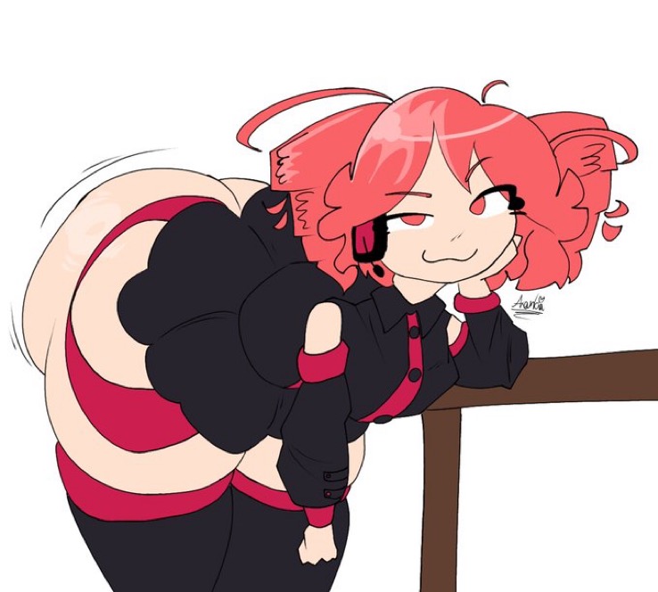 1girl, 1girls, 2d, 2d (artwork), 2d art, 2d artwork, ass, ass focus, big ass, fat ass, female, female only, kasane teto, redhair, teto