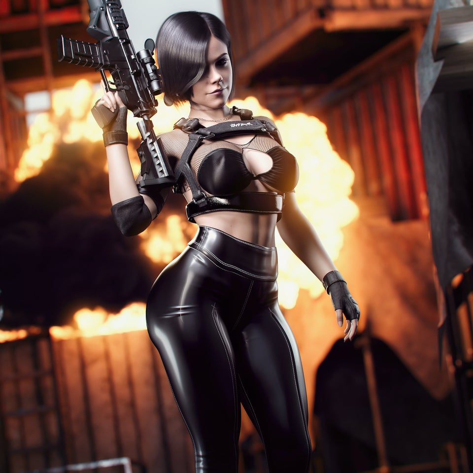 1girls, 3d, black clothes, call of duty, call of duty black ops cold war, explosion, female, helen park (cod), noahgraphicz, thigh clothes