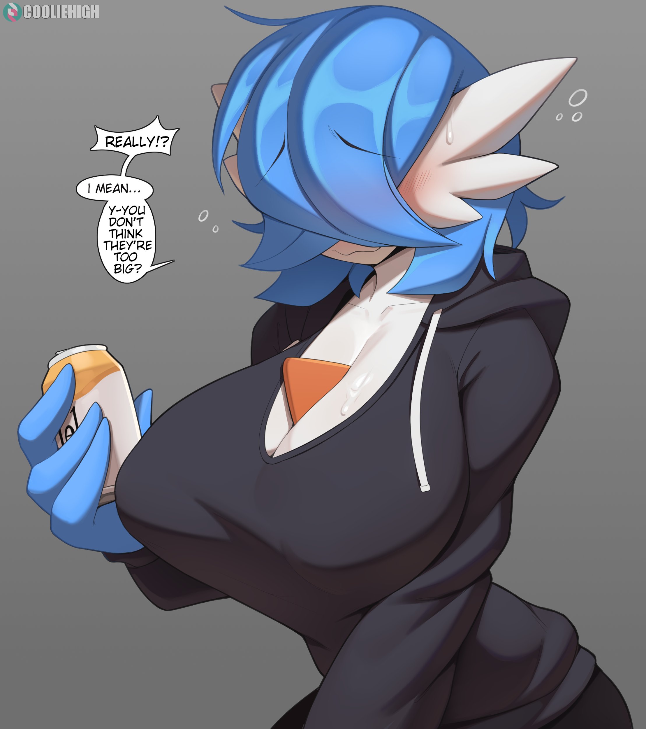 1girls, big boobs, big breasts, blinding bangs, blue hair, blue hair female, boobs, breasts, cooliehigh, female, female focus, female humanoid, female only, gardevoir, generation 3 pokemon, hair over eyes, huge breasts, humanoid, large boobs, large breasts, nintendo, pokemon, pokemon (species), shiny gardevoir, shiny pokemon, solo, solo female, solo focus