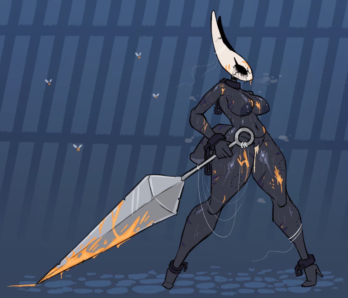 1girls, algob4v, areola, areolae, bav, big breasts, bite mark, bite mark on breast, bite marks, blood stain, breasts, breasts out, broken chain, flies, heel boots, heels, hollow knight, hollow knight (franchise), hollow knight: silksong, hornet (hollow knight), musk, musk clouds, naked, naked female, nude, nude female, ruined makeup, scar, scars, scratches, sword, tears, thick thighs