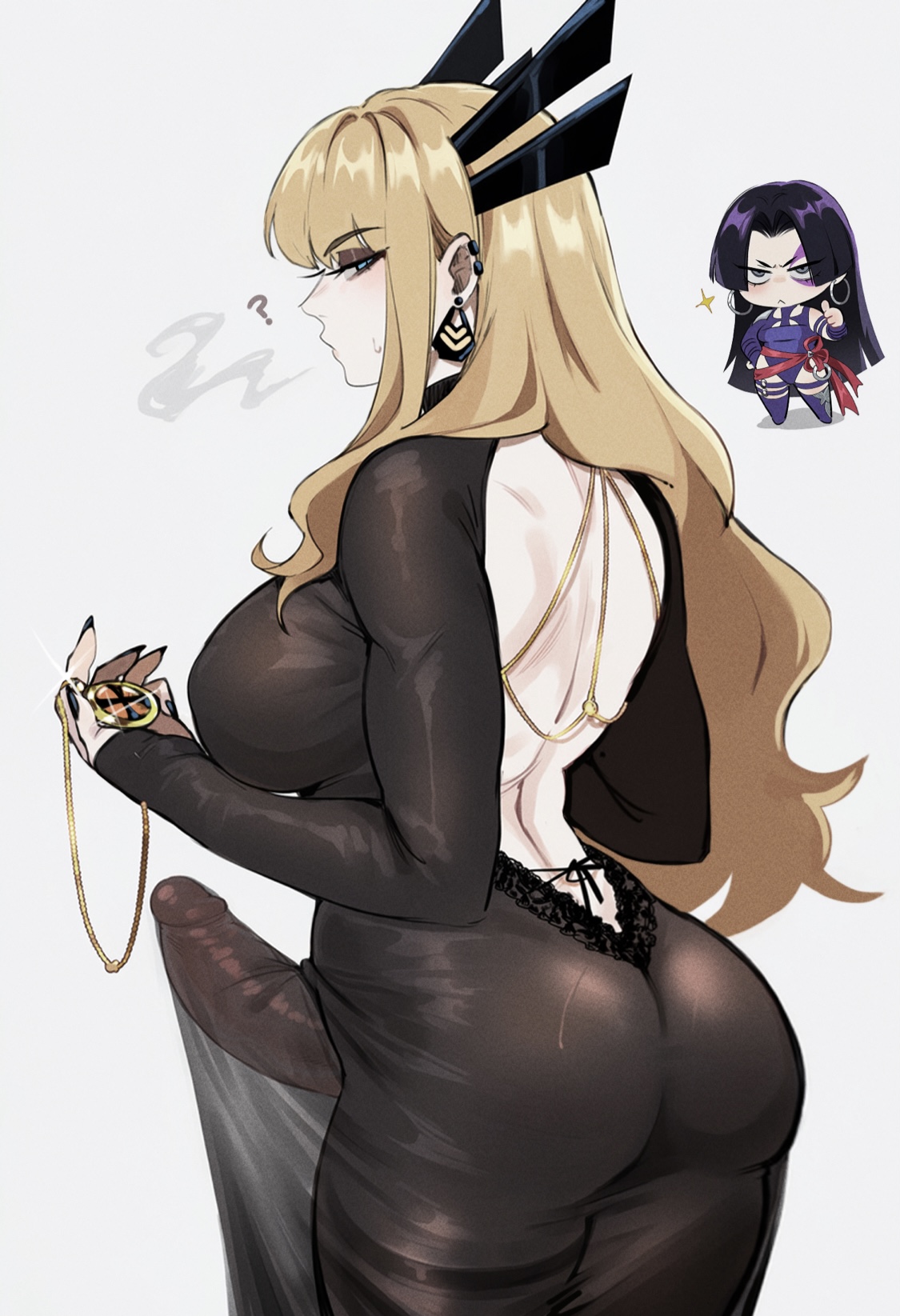 ?, 1futa, 1girls, 2026, 2d, 2d (artwork), 2girls, ass, back view, backless dress, backless outfit, bangs, big ass, big breasts, big dick, big penis, black dress, black nails, blonde hair, blue eyes, boobs, breasts, color, dick, dickgirl, dress, earrings, erect penis, erection, fat ass, female, female focus, female only, futa on female, futanari, hi res, highres, huge breasts, huge cock, large breasts, large penis, light skin, light-skinned female, long nails, looking at viewer, magik (illyana rasputin), magik (marvel rivals), marvel, marvel cinematic universe, marvel comics, marvel rivals, masoq095, nail polish, pale skin, pale-skinned female, penis, psylocke, psylocke (sai) (vengeance), purple hair, seductive, seductive look, see-through, see-through dress, thick, thick thighs, thighs, voluptuous, voluptuous female, white background, x-men