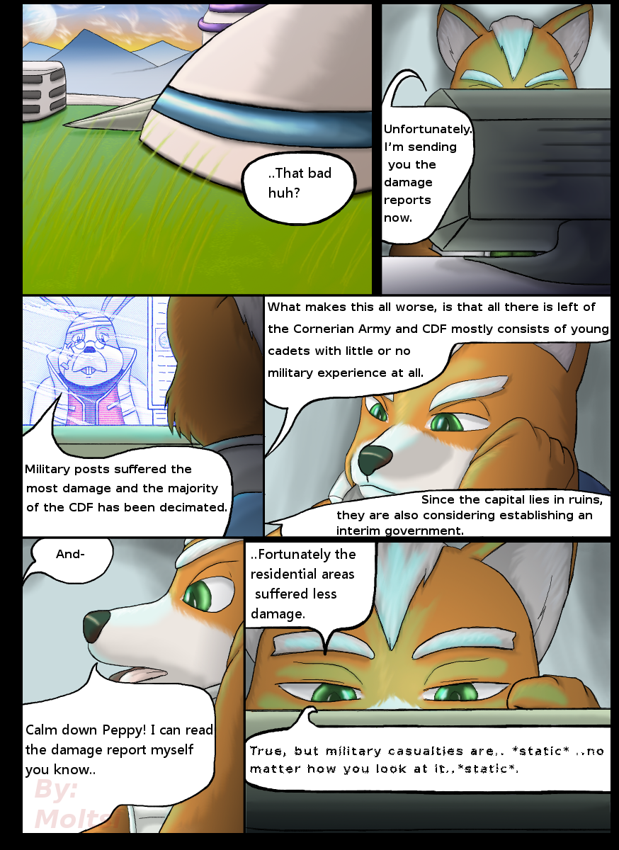 anthro black_border border canid canine comic computer english_text fox fox_mccloud future hare hi_res lagomorph leporid male male_only mammal moltsi nintendo peppy_hare star_fox text video_games