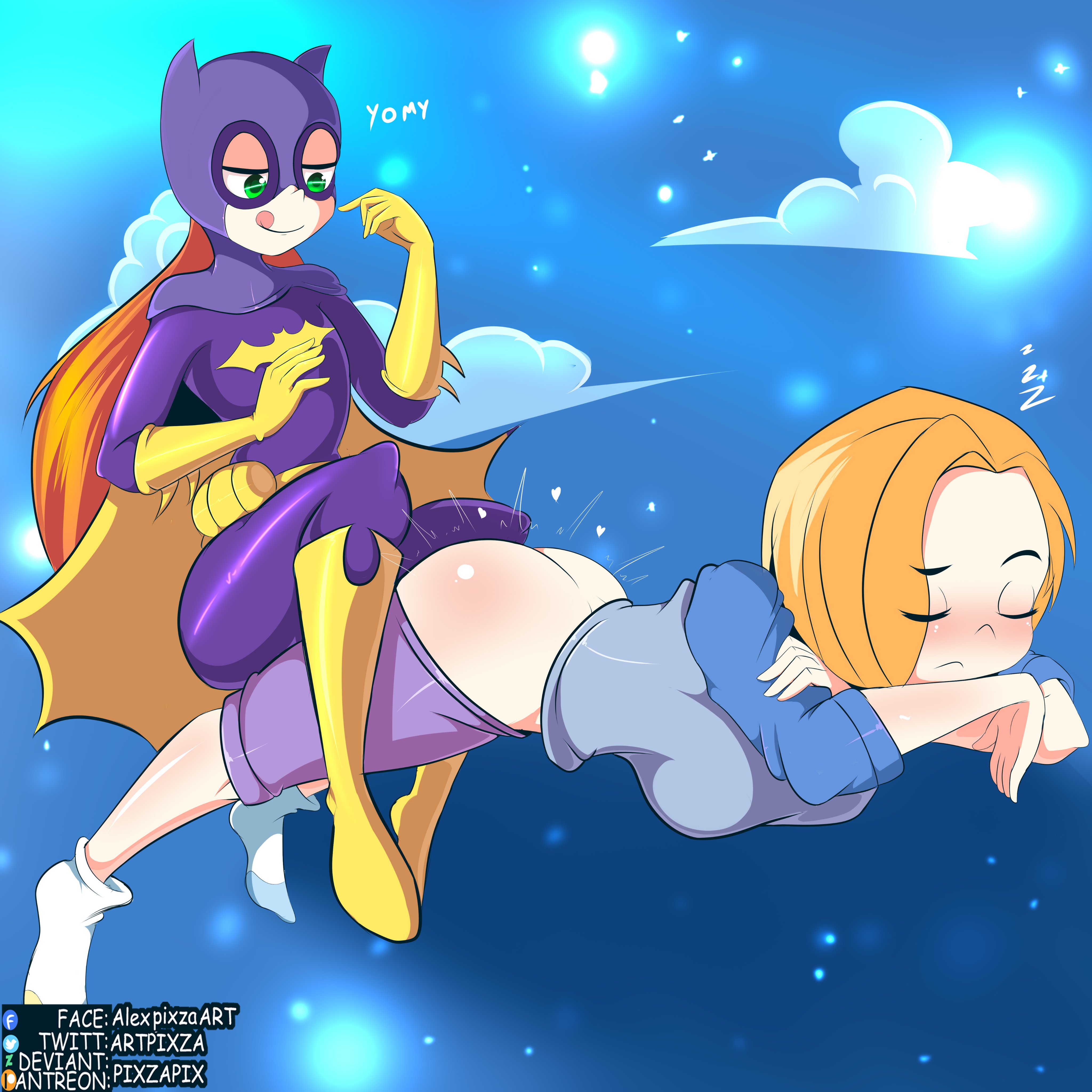 :d, 1futa, 1girls, ass, barbara gordon, batgirl, blonde hair, blush, breasts, clothed, clothing, dc, dc comics, dc super hero girls, duo, female, fully clothed, futa with female, futanari, human, imminent rape, imminent sex, implied futa, intersex, kara danvers, kara zor-el, large ass, licking lips, light skin, light-skinned female, light-skinned futa, long hair, mostly clothed, no panties, orange hair, pale skin, pants down, pixzapix, sleep molestation, sleeping, supergirl, superman (series)