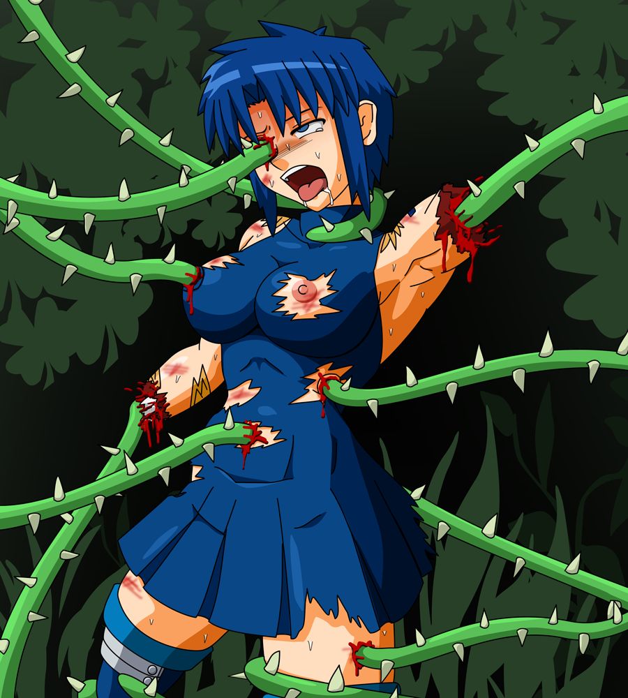 blue_hair ciel ciel_(tsukihime) gore guro melty_blood short_hair skull_fucking