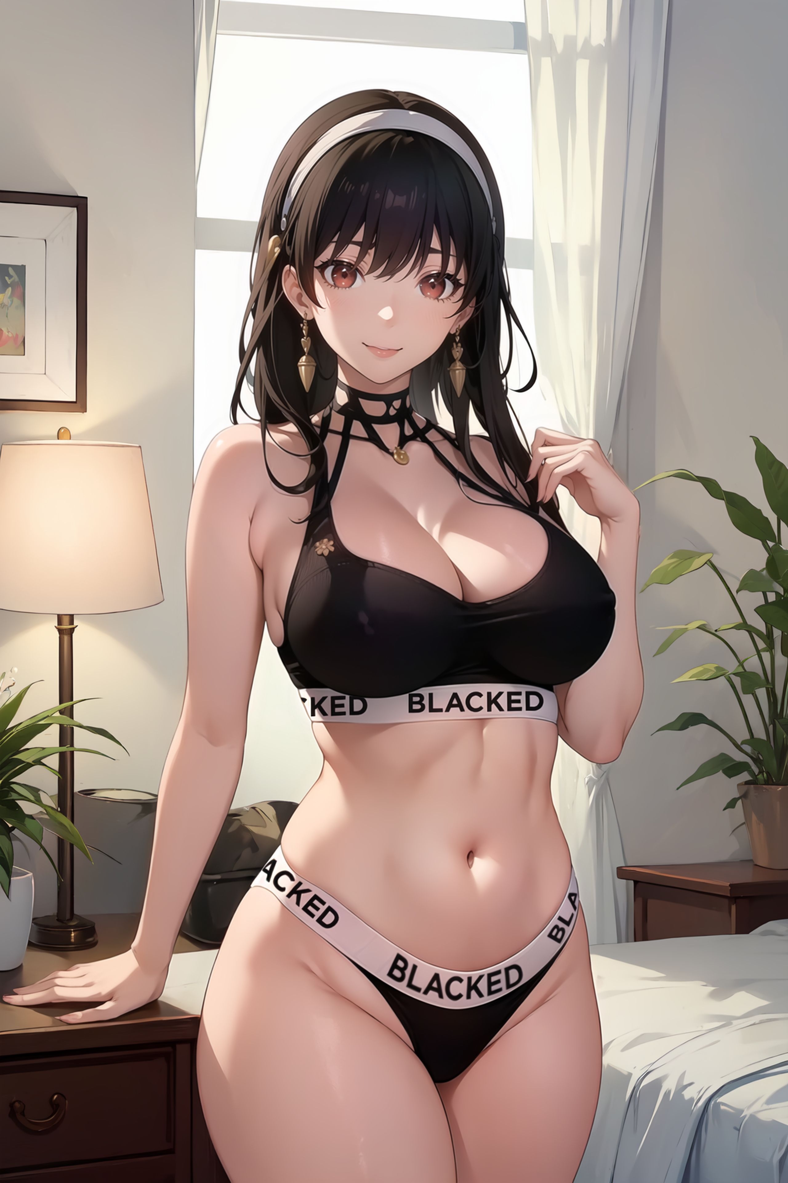 ai generated, blacked, blacked clothing, cheating, female, female only, light skin, light-skinned female, lingerie, pale skin, pale-skinned female, solo, spy x family, yor briar, yor forger