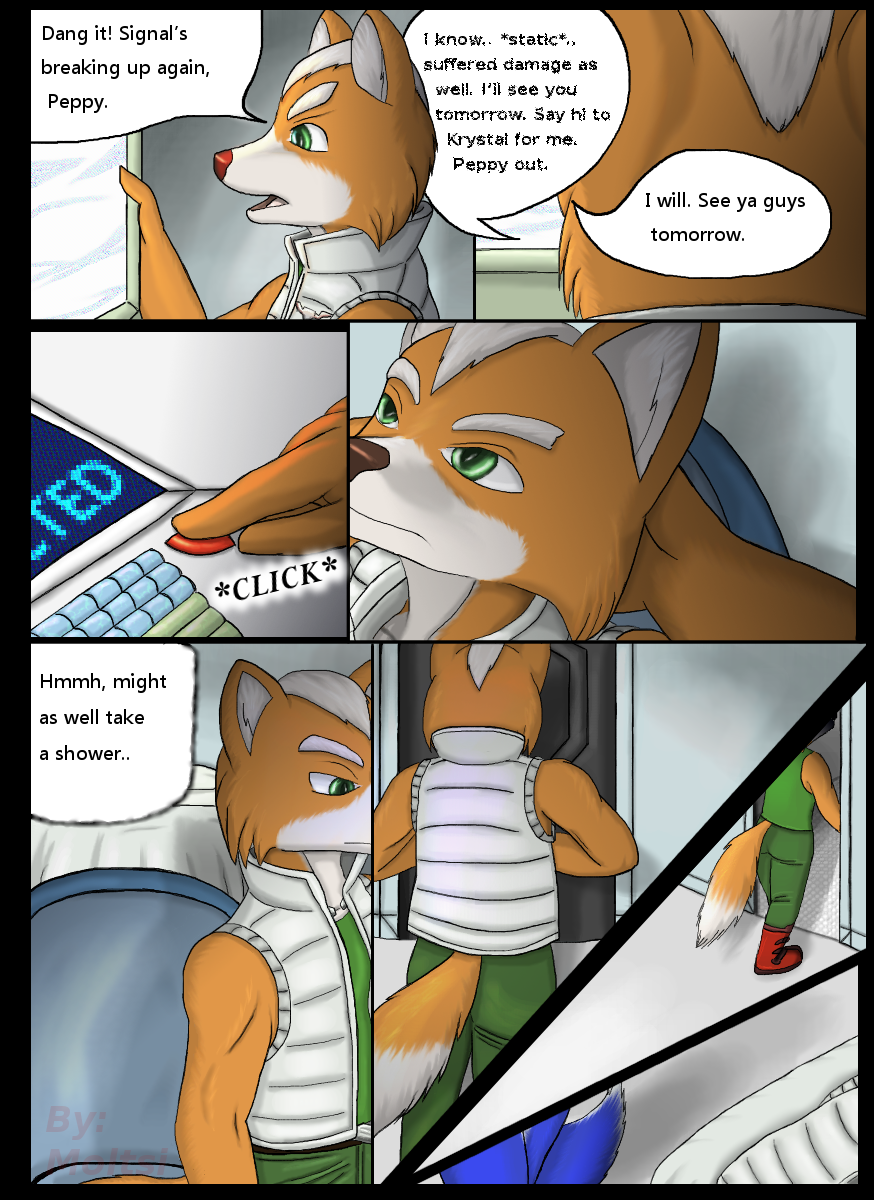 anthro ass canid canine canon_couple comic computer english_text fox fox_mccloud future hi_res krystal male mammal moltsi nintendo star_fox text video_games