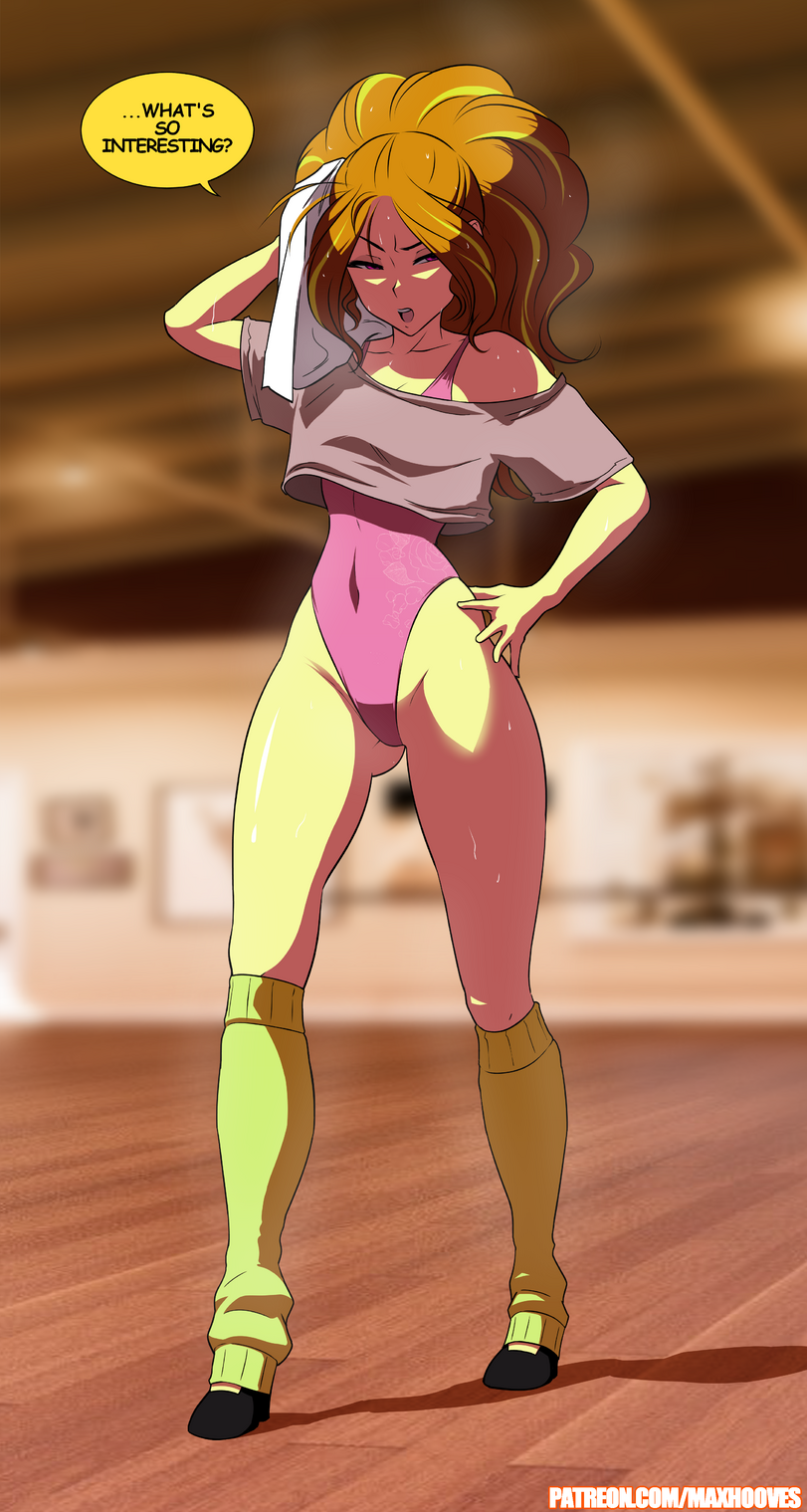 adagio_dazzle after_workout cropped_shirt equestria_girls female female_only friendship_is_magic hips human human_only humanized kneesocks leotard my_little_pony orange_hair rambon7 slender_waist solo solo_female tagme thighs towel