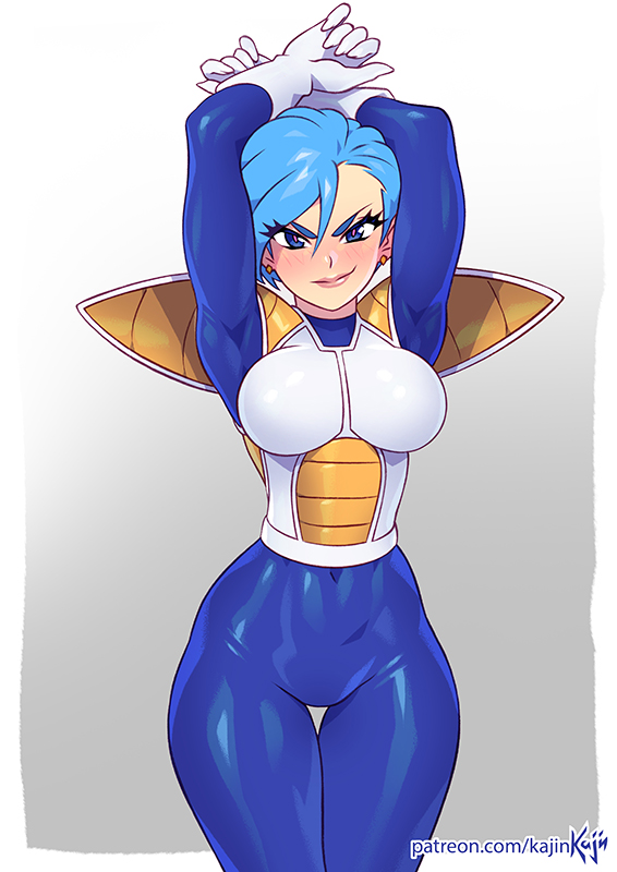 1girls armor big_breasts breasts bulma_briefs cleavage dragon_ball dragon_ball_z earrings female female_only kajinman large_breasts looking_at_viewer saiyan_armor solo vegeta_(cosplay)