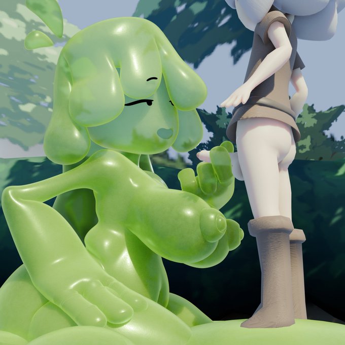 3d breasts brickey female little_penis non-human original original_characters slime_girl slymee sycneit_(artist)