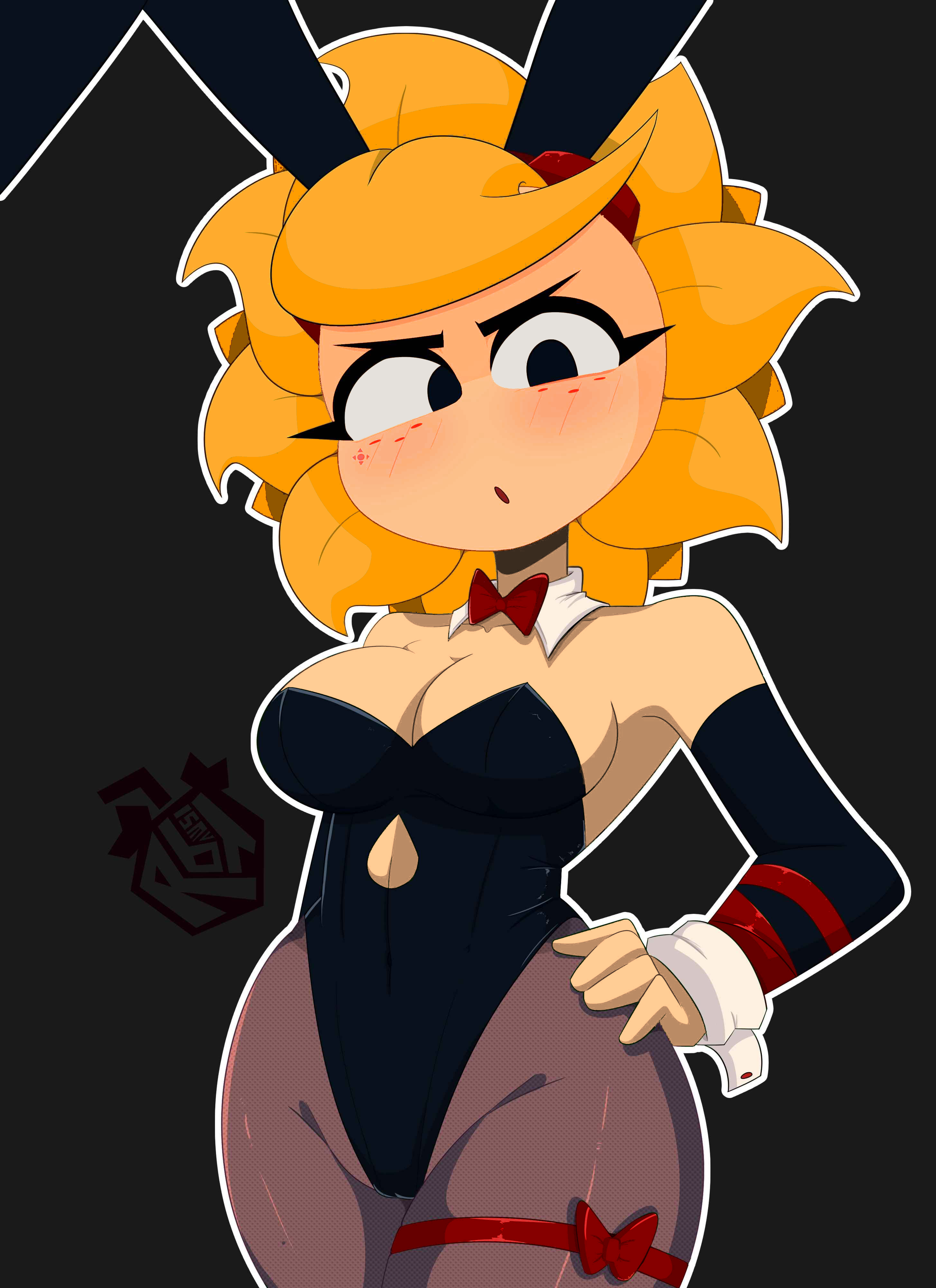 ai generated, angry face, ass, breasts, bunnysuit, female, female only, plants vs zombies, pussy, pvz heroes, r bismut, rbismut, solar flare (pvz)