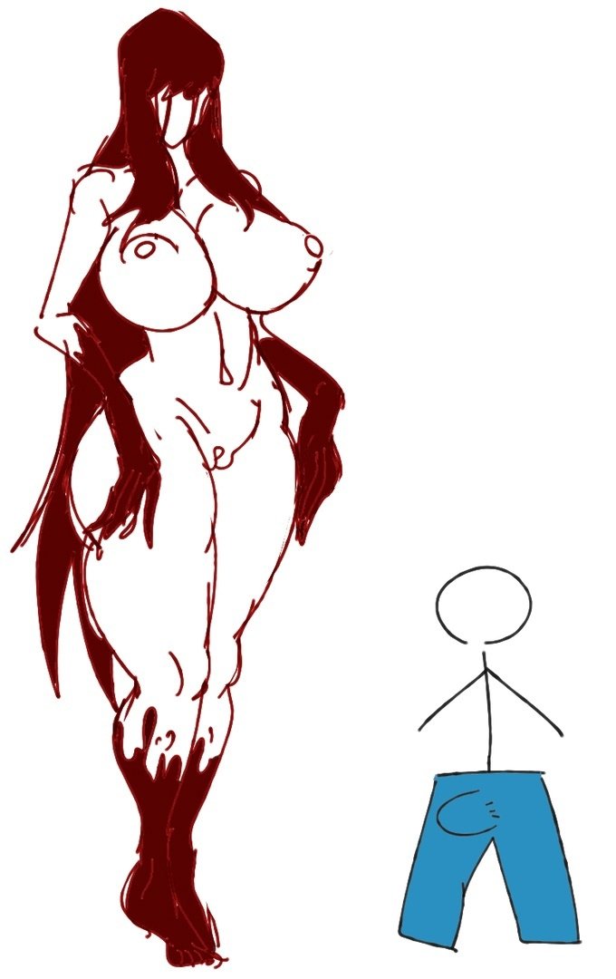 1boy 1girls big_breasts blood bloody_mary boner breasts bulge erection female female_focus folklore ghost long_hair male submarichamomi2 tagme