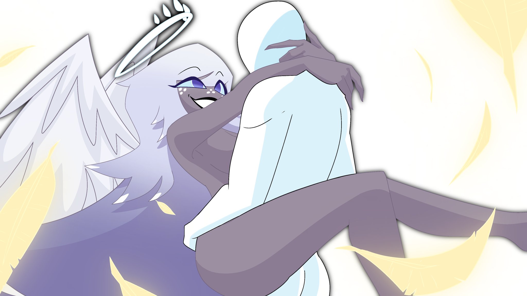 1boy, 1girls, anon, anonymous male, draw-cat, duo, duo focus, emily (hazbin hotel), female, hazbin hotel, hellaverse, human male, long hair, male, sex, straight, unseen male face