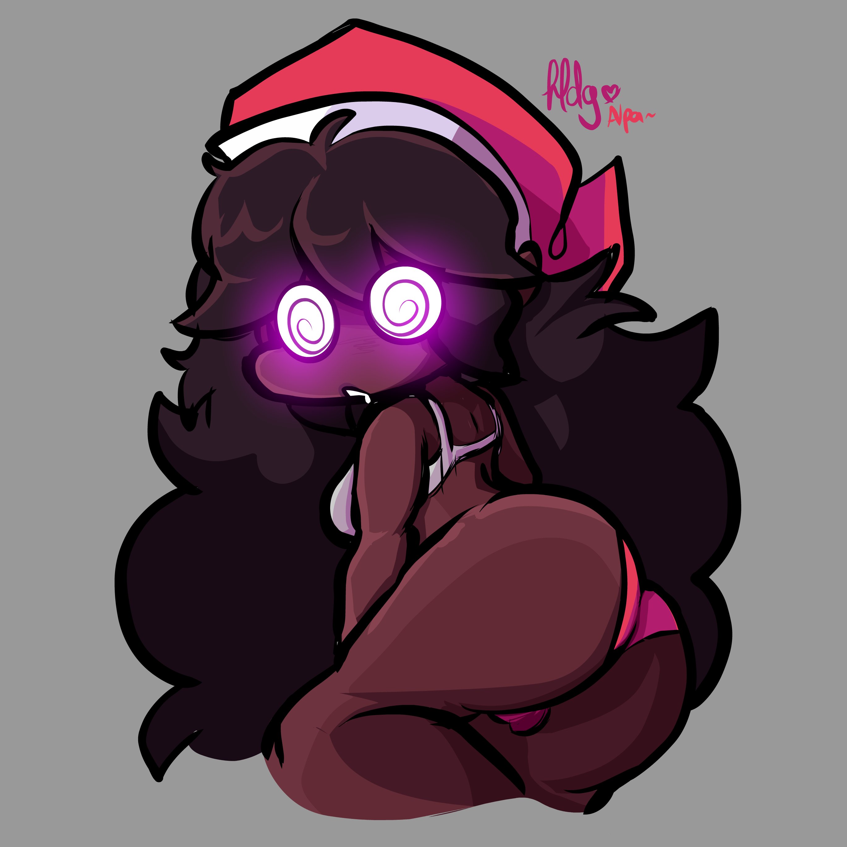 1girls, ass, big ass, dark skin, dark-skinned female, female, fnf, fnf mods, friday night funkin, friday night funkin lullaby, friday night funkin mod, girlfriend (friday night funkin), heartdiegold, hypnos lullaby, hypnosis, hypnotic eyes, looking back, lullaby girlfriend (fnf redesign), lullaby girlfriend (fnf), red panties, solo, tagme, trans woman, transfem, underwear, white bra