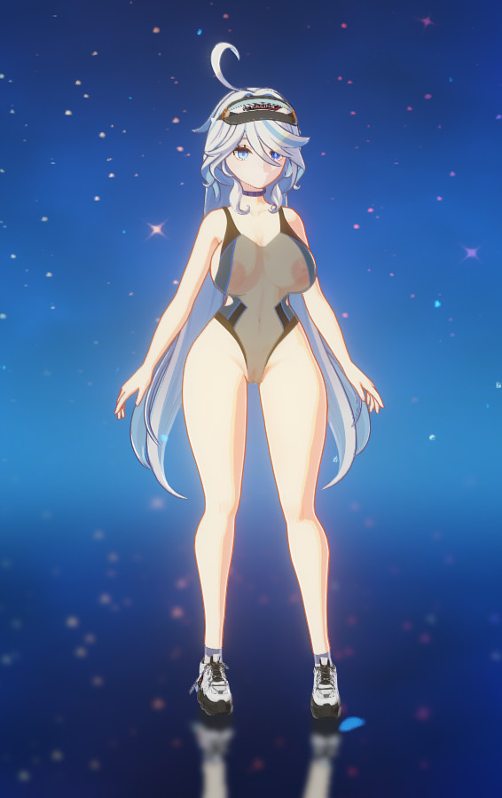 3d big_ass big_breasts bikini buruma focalors_(genshin_impact) furina_(genshin_impact) game genshin_impact huge_breasts mizugi mod nipples_visible_through_clothing thick_thighs through_clothes tight_clothing wide_hips