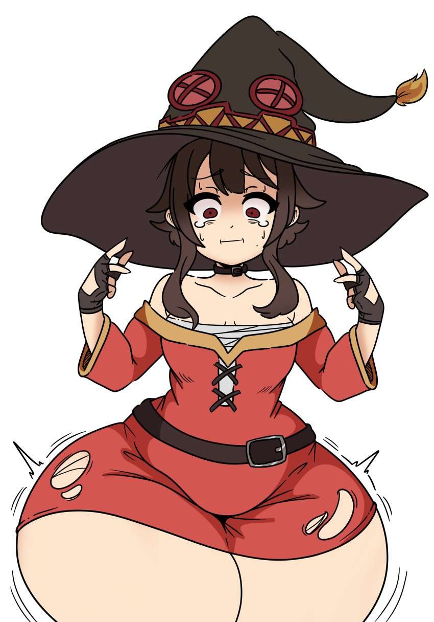 1girls, artist request, bottom heavy, brown hair, female, kono subarashii sekai ni shukufuku wo!, megumin, tagme, thick thighs, wide hips