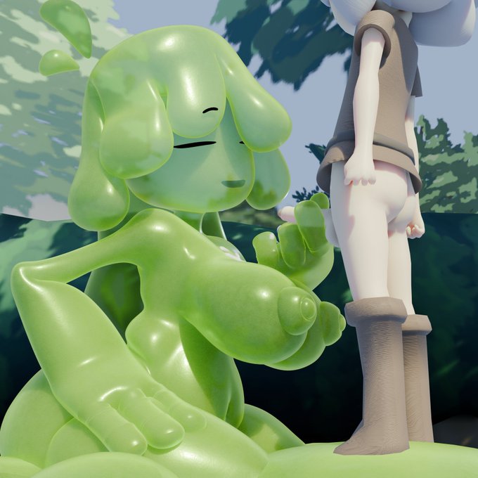 3d breasts brickey female little_penis non-human original original_characters slime_girl slymee sycneit_(artist)