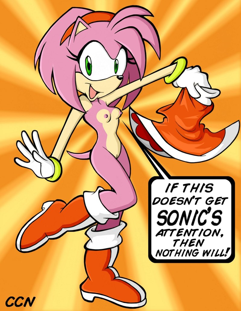 amy_rose beige_skin boots ccn cel_shading chadthecartoonnut color dress english_text female female_only fur furry gloves green_eyes hedgehog holding_clothing holding_object huge_eyes looking_aside looking_at_viewer mostly_nude on_one_foot pink_fur sega side_view smile solo sonic_(series) standing text toony