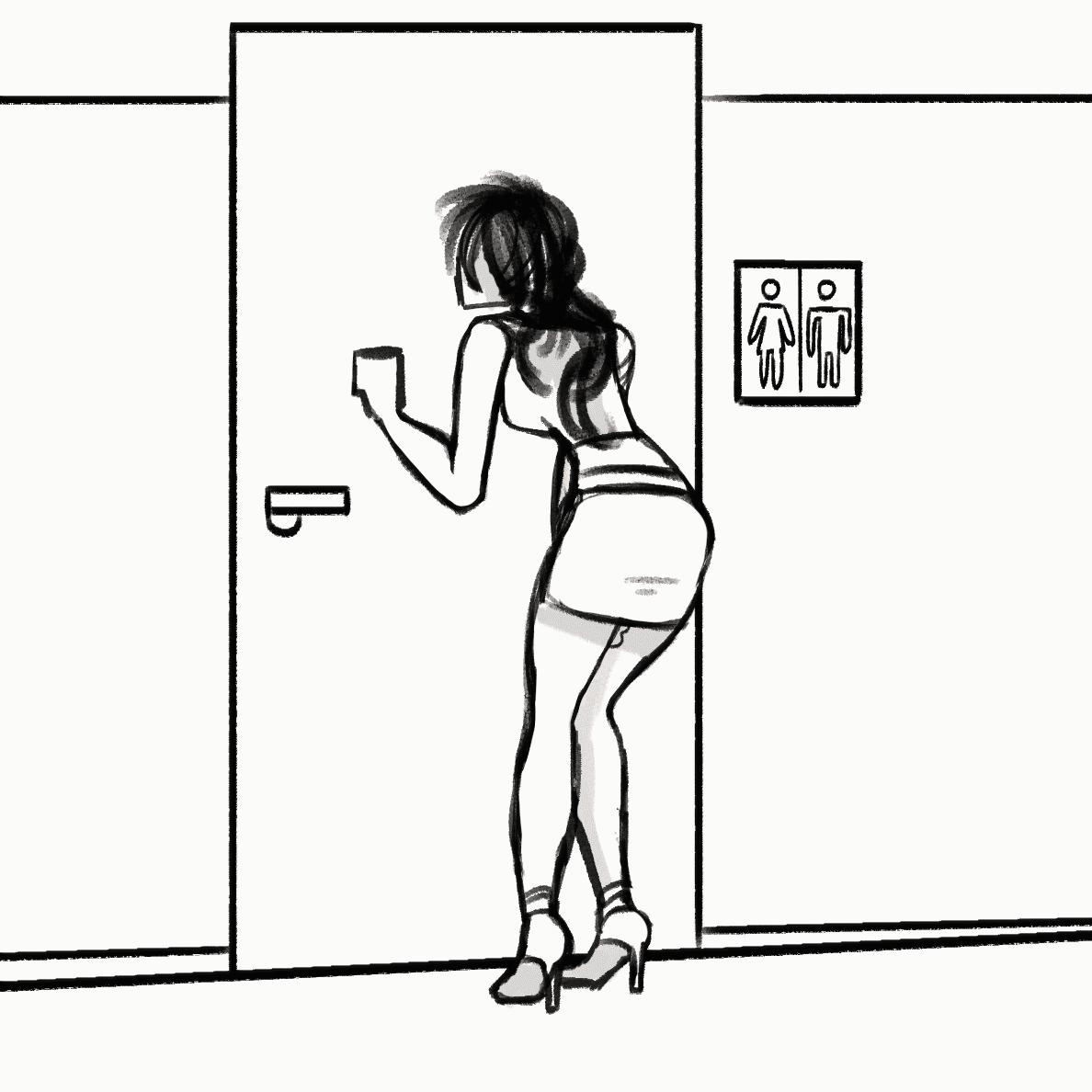 animated, animated gif, artist request, black and white, diaper, diaper fetish, gif, long hair, soiling diaper, tagme