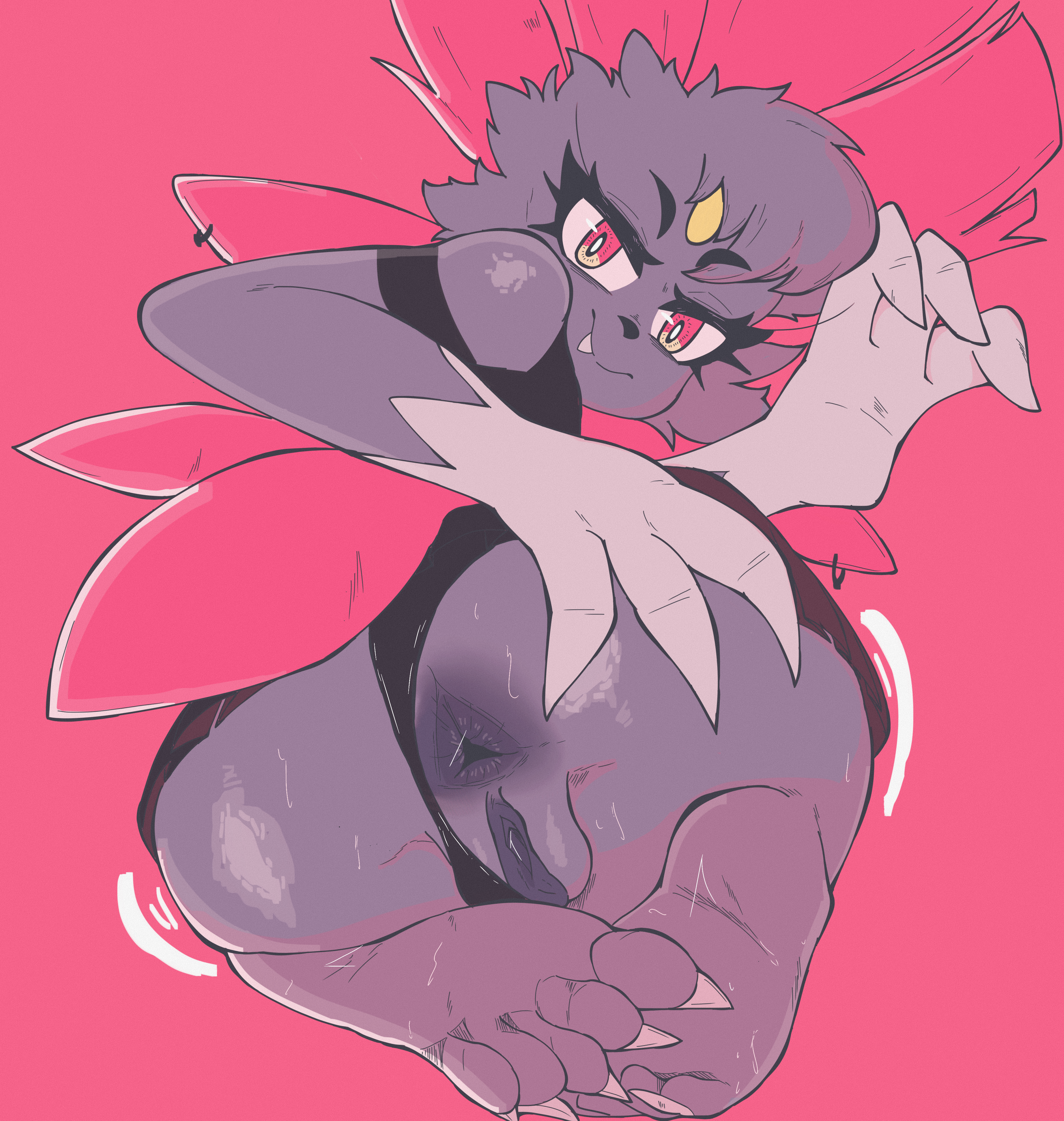 absurd res, anthro, anus, ass, bodily fluids, bottomwear, claws, clothed, clothing, clothing aside, clothing lift, fang the weavile, fangs, feet, female, foot fetish, generation 4 pokemon, genitals, hand on ass, hand on butt, hi res, looking at viewer, looking back, nintendo, panties, panties aside, pokemon, pokemon (species), presenting, presenting anus, presenting hindquarters, pussy, sh1vss, skirt, skirt lift, soles, solo, spread anus, spread ass, spread butt, spreading, sweat, sweaty ass, sweaty butt, teeth, underwear, underwear aside, weavile