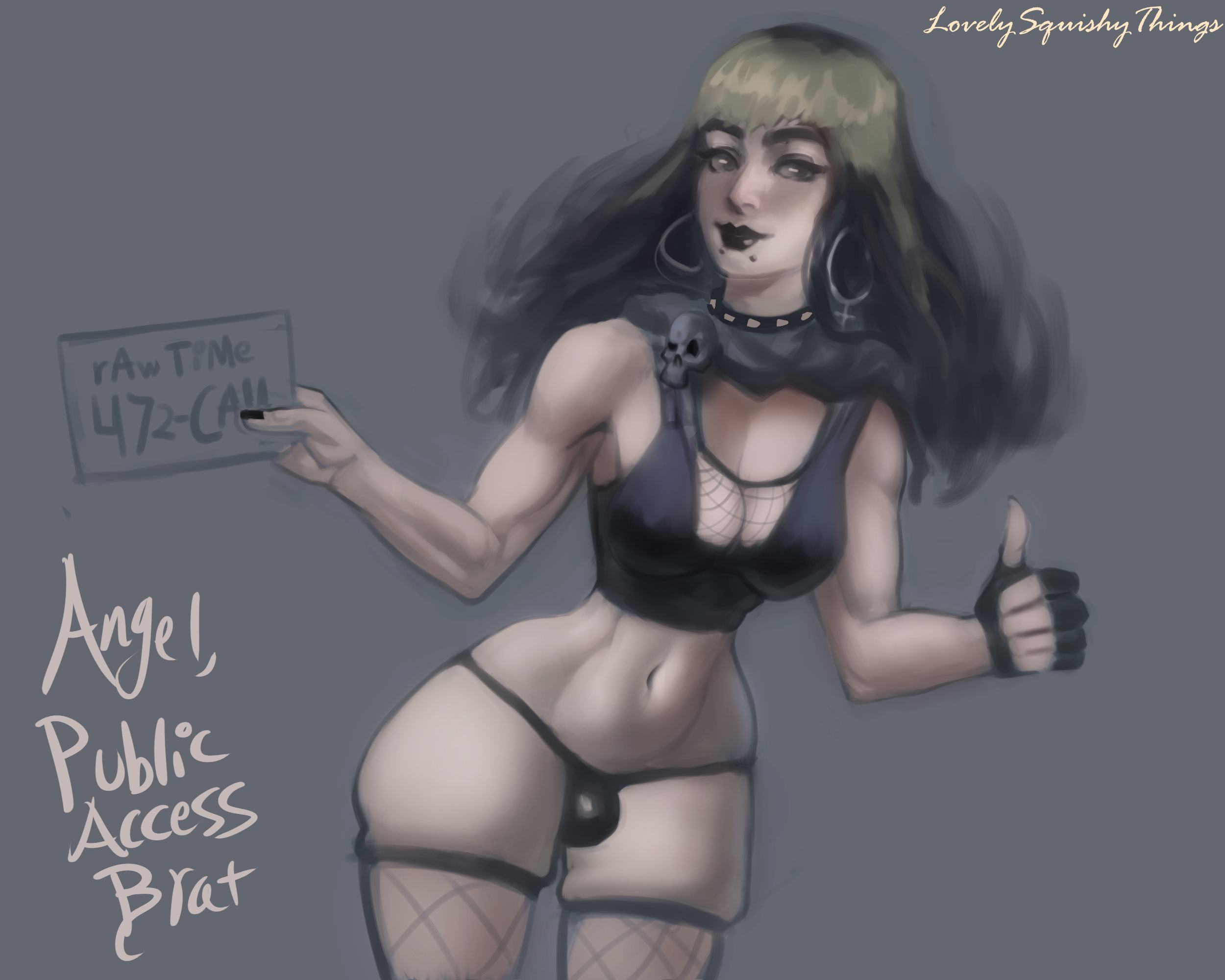 1futa, athletic, black lipstick, bottomless, breasts, bulge, clothed, clothing, curvy, fishnets, futa only, futanari, goth, gothic, human, implied futa, intersex, light skin, light-skinned futa, long hair, lovelysquishythings, pale skin, penis, penis in panties, rawtime, real life, real person, skindentation, solo, standing, stockings, thick thighs, thighhighs, thong, tiffy (rawtime)