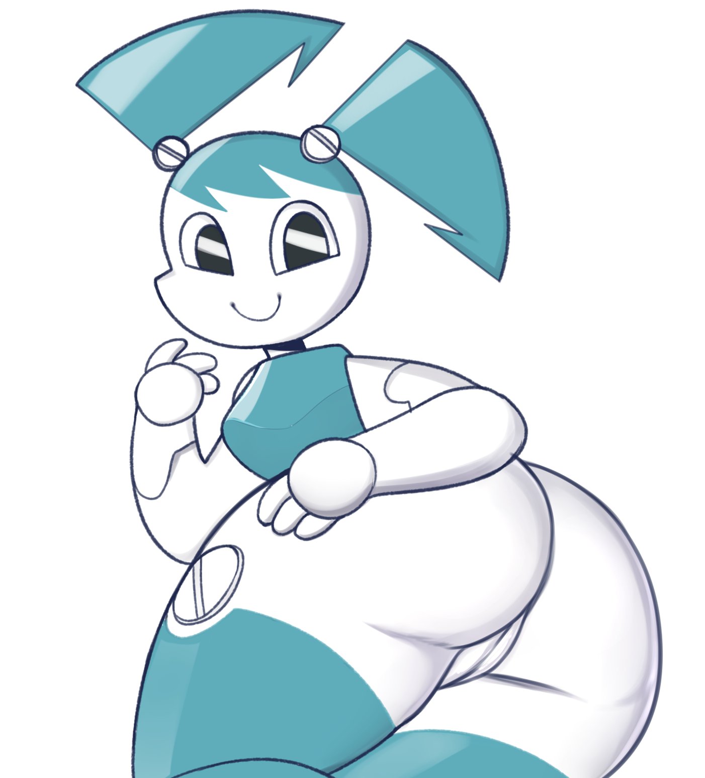 1girls, ass, big ass, big butt, black eyes, female, female only, jenny wakeman, machine, my life as a teenage robot, nickelodeon, pussy, robot, robot girl, round ass, simple background, smooth skin, solo, solo female, thick ass, thick legs, thick thighs, vagina, white background, white body, xj-9
