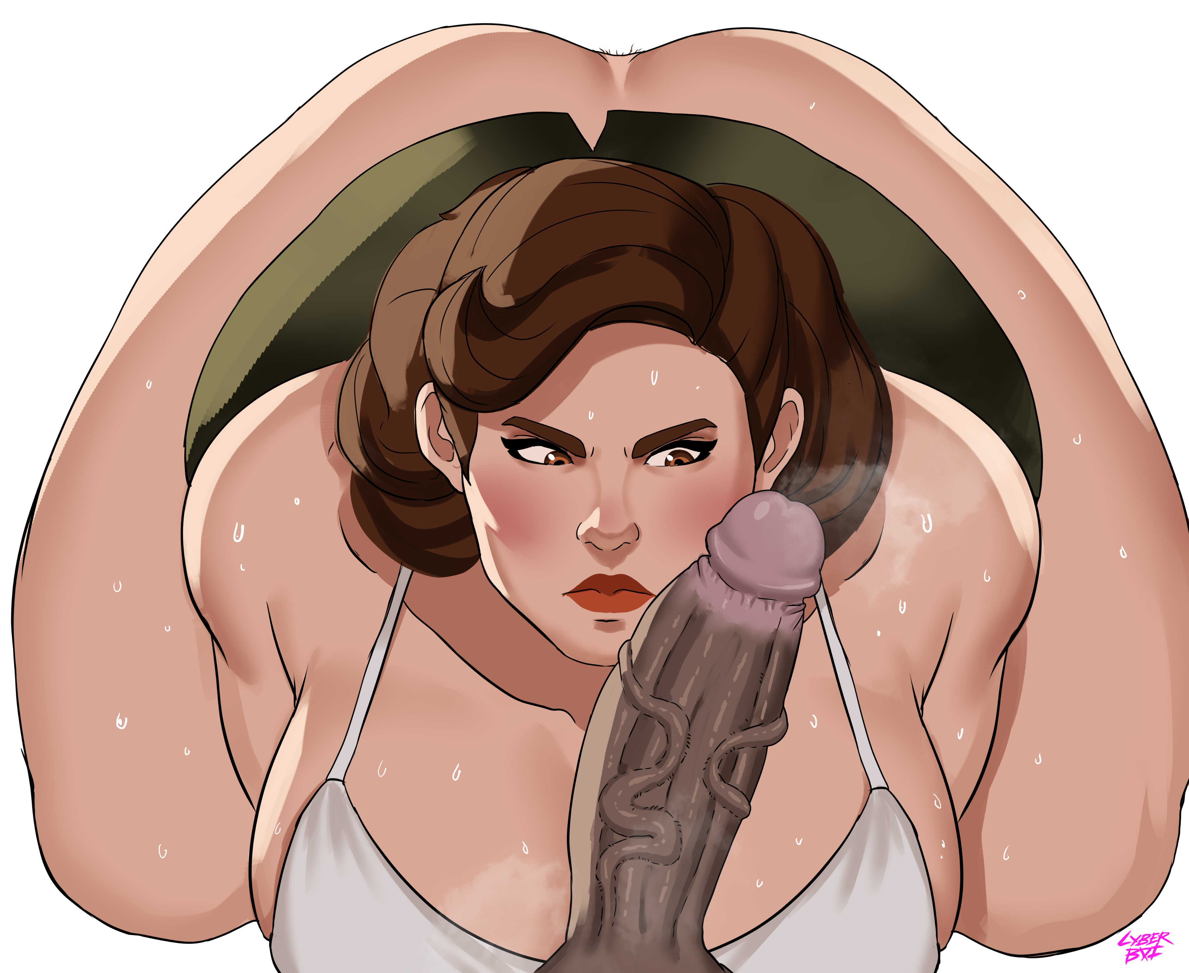 1boy, 1girls, ass, big ass, big breasts, big penis, bottomless, breasts, breasts bigger than head, brown eyes, brown hair, captain america (series), captain carter, cyberboi, dark skin, dark-skinned male, disney+, female, huge breasts, human, human only, interracial, large breasts, large penis, light skin, light-skinned female, male, marvel, marvel comics, mature, mature female, partial male, peggy carter, penis, skirt, straight, sweat, thick lips, veiny penis, voluptuous, voluptuous female, what if...?, white background