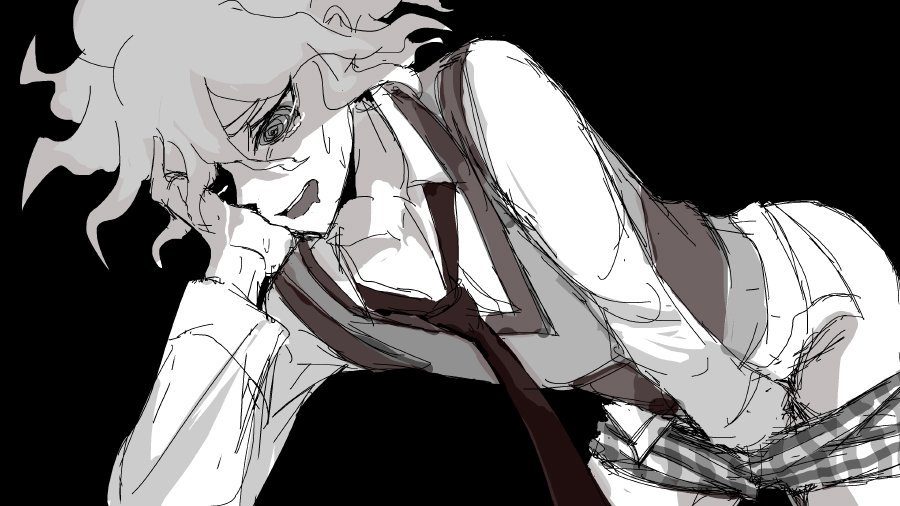 1boy bent_over briefs clothed clothing crying crying_with_eyes_open danganronpa danganronpa_3 hand_down_pants implied_masturbation male male_focus male_only masturbation nagito_komaeda necktie school_uniform schoolboy solo solo_focus straight_hair tearing_up tears underwear yndr4hope