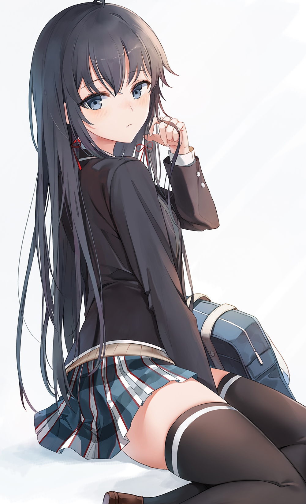 high_resolution looking_at_viewer looking_back my_teen_romantic_comedy_snafu not_porn safe safe_for_work school_uniform sfw sweater tagme thighhighs uniform yukinoshita_yukino yumaomi