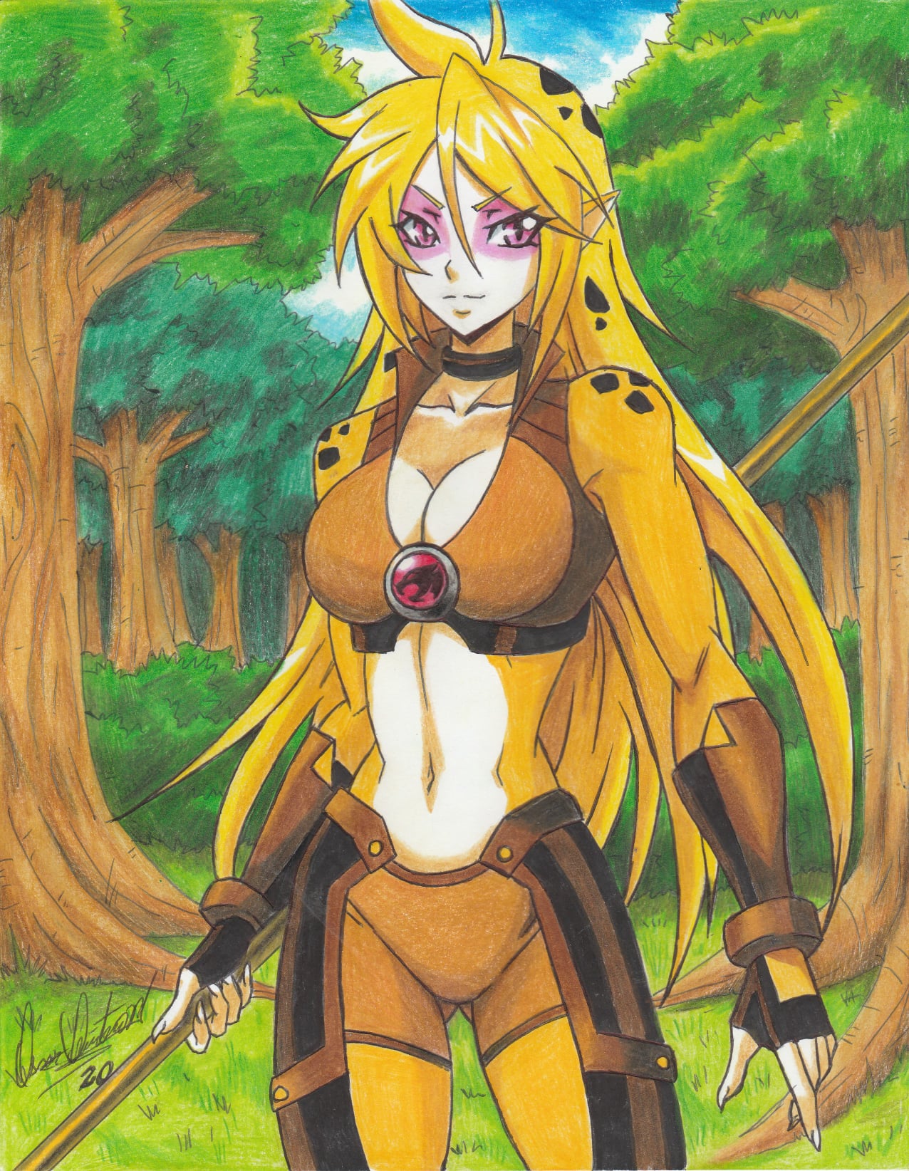 1girls, 2020, anthro, bare midriff, big breasts, breasts, cheetah, cheetara, cleavage, female, long hair, pencil (artwork), pink eyes, pointy ears, ravern clouk, solo, solo female, tagme, thundercats, thundercats 2011