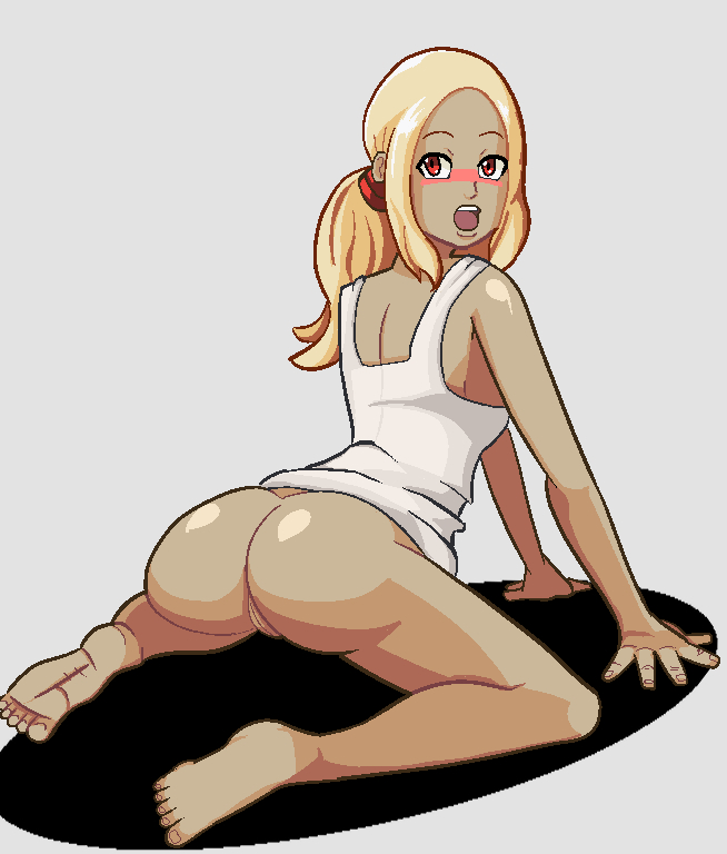 anus ass big_ass blackhook blonde_hair bubble_butt female female_focus female_only gravity_rush hourglass_figure kat_(gravity_rush) long_hair rear_view tagme topless wide_hips