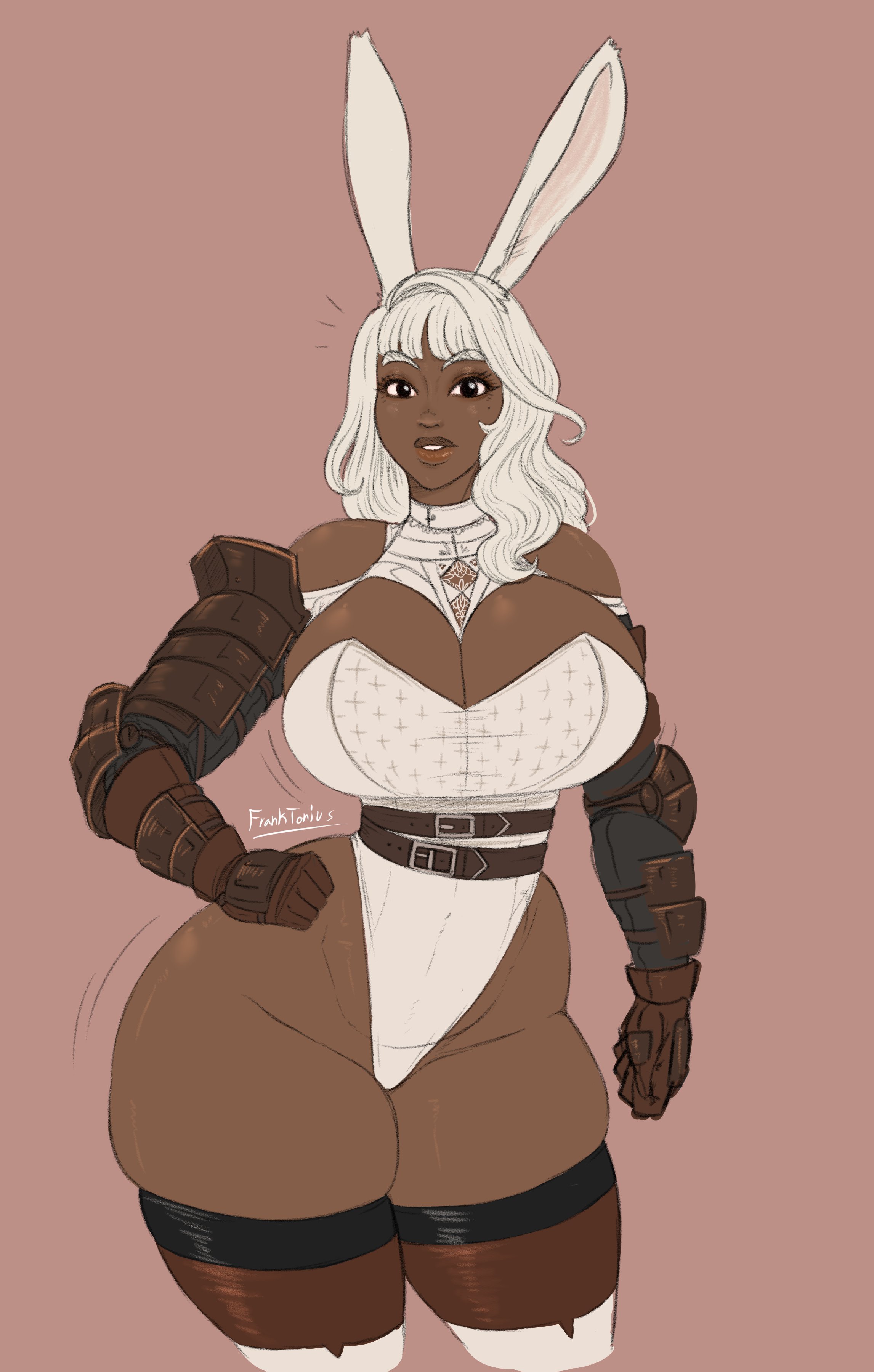 1girls, 2d, ass, big ass, big breasts, breasts, bunny ears, cleavage, fat ass, female, female only, final fantasy, final fantasy xii, final fantasy xiv, franktonius, huge ass, huge breasts, revealing clothes, solo, solo female, thick ass, thick lips, thick thighs, thighhighs, thin waist, tight clothing, viera, white hair, wide hips