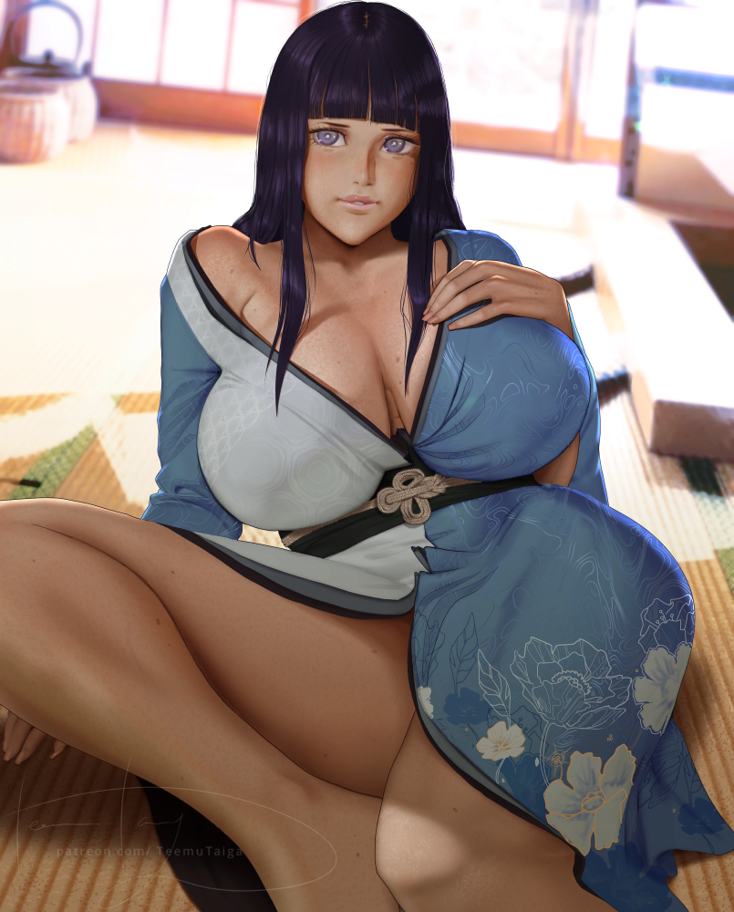 1girls, alternate body type, alternate breast size, alternate version available, asian clothing, barefoot, black hair, breasts, busty, cleavage, clothed, clothed female, clothing, curvaceous, curvy, curvy figure, detailed background, dress, feet, female, female only, hourglass figure, huge breasts, human, hyuuga hinata, light skin, light-skinned female, long hair, milf, naruto, naruto (series), naruto shippuden, naruto: the last, pose, posing, purple eyes, purple hair, realistic, robe, see-through clothing, shounen jump, sitting, solo, teemu taiga, teenager, thick thighs, thighs, underwear, voluptuous, wide hips, yukata