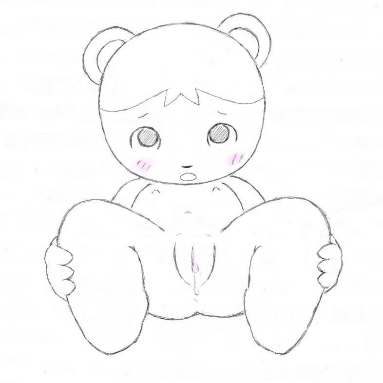 animal_crossing bear bluebear_(animal_crossing) blush c.m female flat_chest flat_chested furry monochrome nintendo open_mouth sketch solo spread_legs