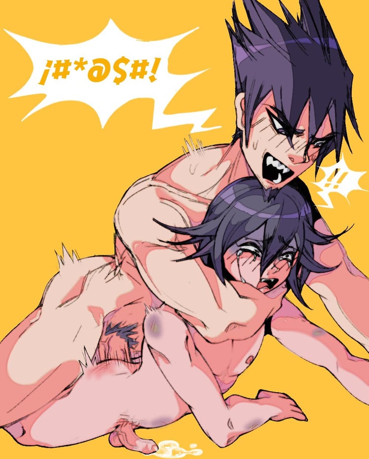 !! 2boys anal_penetration anal_sex black_hair boy_rape bruises choke_hold crying crying_with_eyes_open cum cum_while_penetrated danganronpa danganronpa_v3 erect_nipples feet_out_of_frame gay jack_ie male male/male male_only male_penetrating momota_kaito motion_lines mouth_open nude obscenities older_dom_younger_sub older_man_and_younger_boy older_penetrating_younger ouma_kokichi penis_size_difference prone_bone prostate_orgasm rape receiving_on_stomach screaming sharp_teeth small_penis spiky_hair straight_hair tears thrusting_into_ass tongue_out uncut veiny_penis yaoi yellow_background