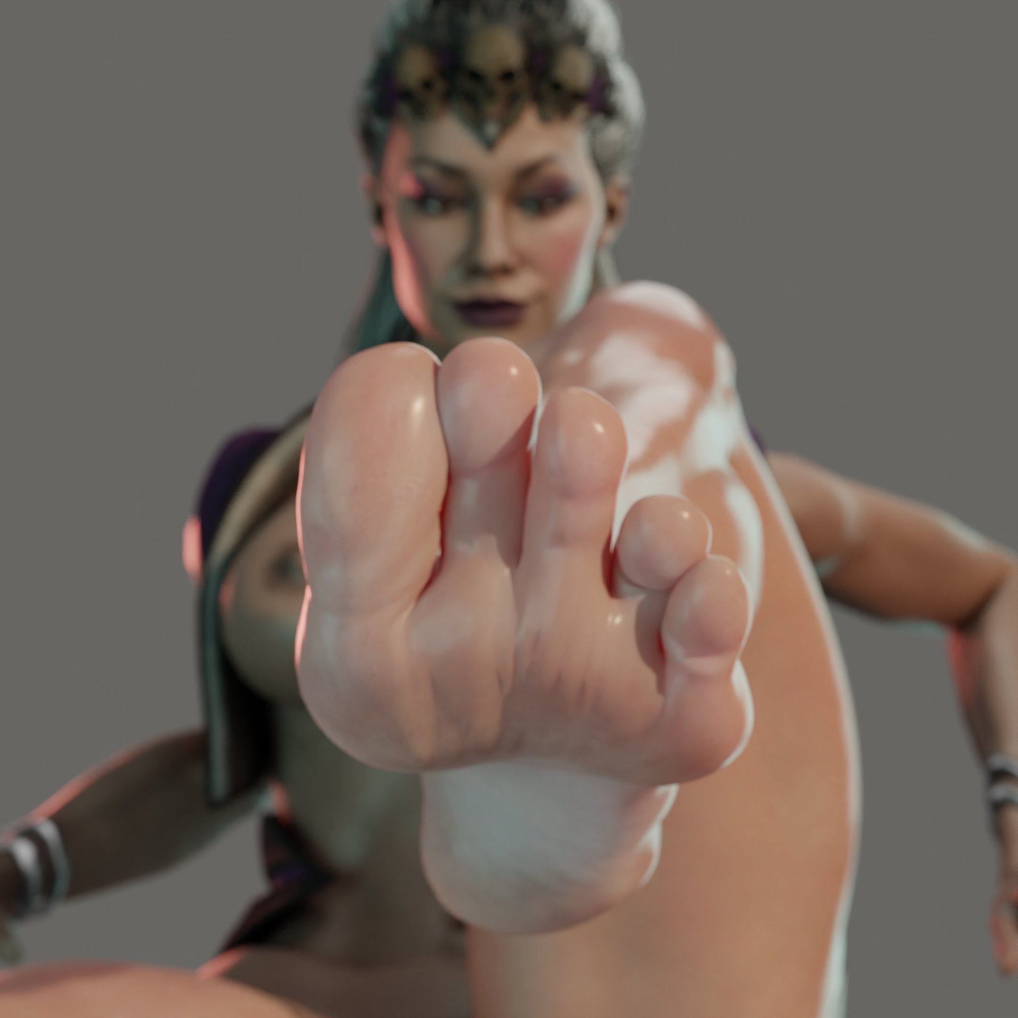 3d, edenian, feet, female, foot fetish, foot focus, footwear, mortal kombat, mortal kombat 11, naughty face, netherrealm studios, pov, pov eye contact, pov feet, propor (artist), sindel, smile, soles, toes