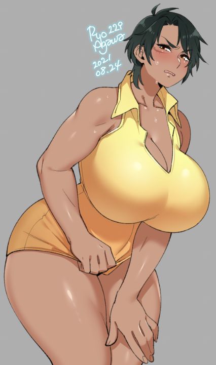 1girls, breasts, cleavage, dark skin, dark-skinned female, female, female only, huge breasts, ryo agawa, solo, voluptuous
