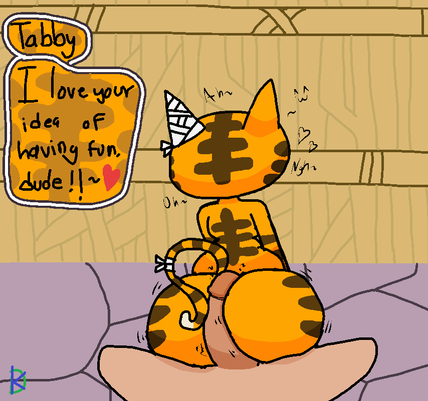 animal_crossing ass ass_focus between_buttocks english_text from_behind hot_dogging human_on_anthro klutzatdusk male_human/female_anthro male_on_anthro male_pov nintendo pov riding tabby_(animal_crossing) unseen_male_face video_games