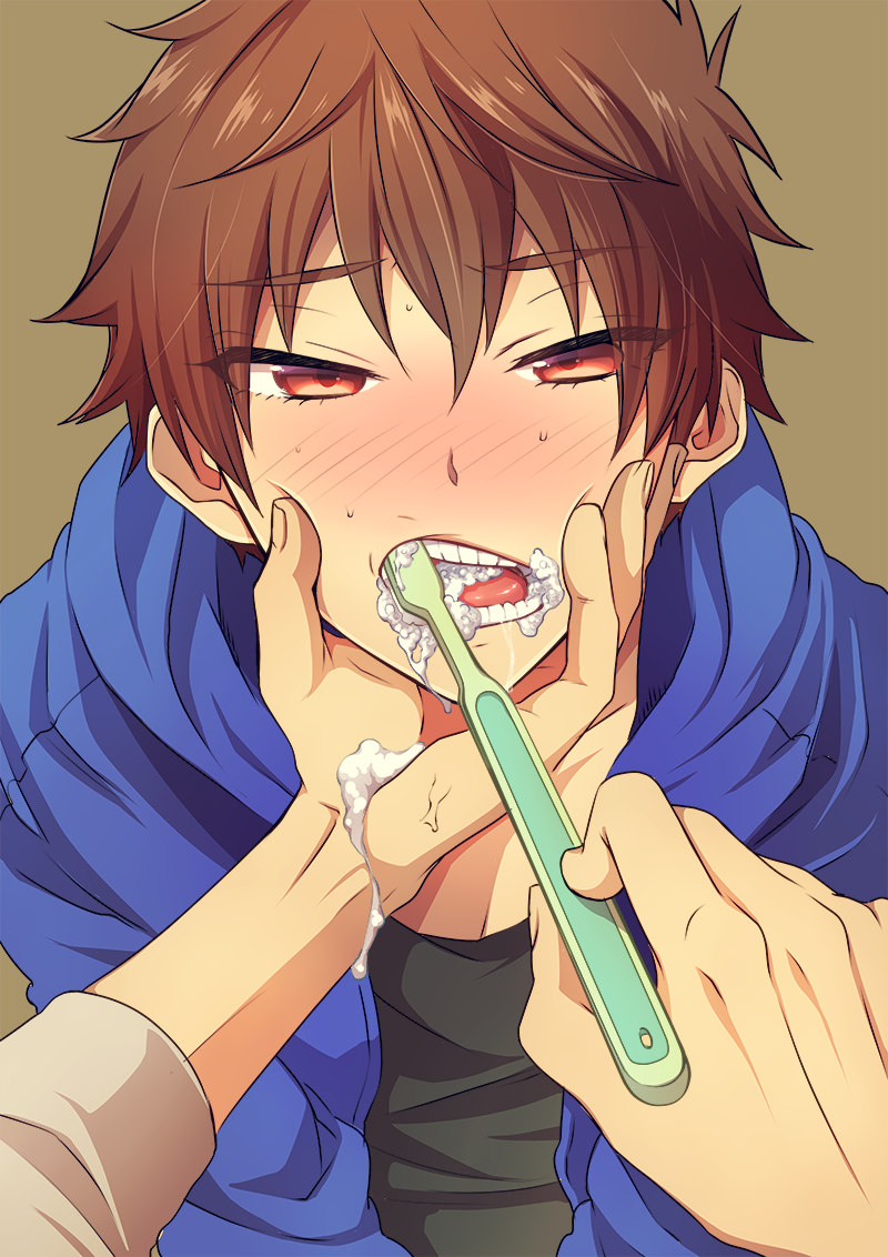 brushing_teeth kirishima_natsuya male male_only toothbrush uncommon_stimulation yaoi