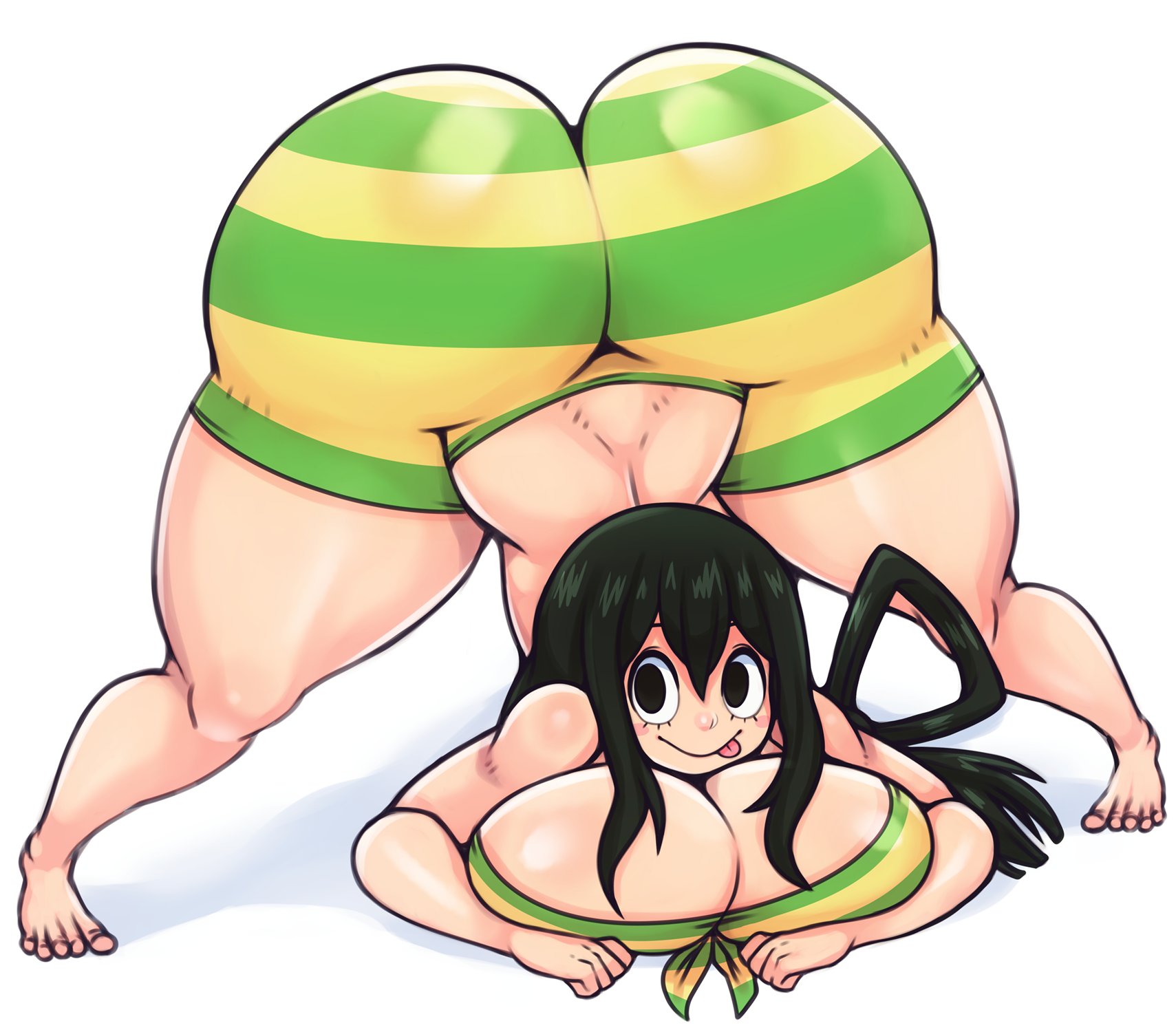 1girls, alternate breast size, ass, breasts, female, female only, huge ass, huge breasts, jack-o pose, jackochallenge, matospectoru, my hero academia, spread legs, top-down bottom-up, tsuyu asui