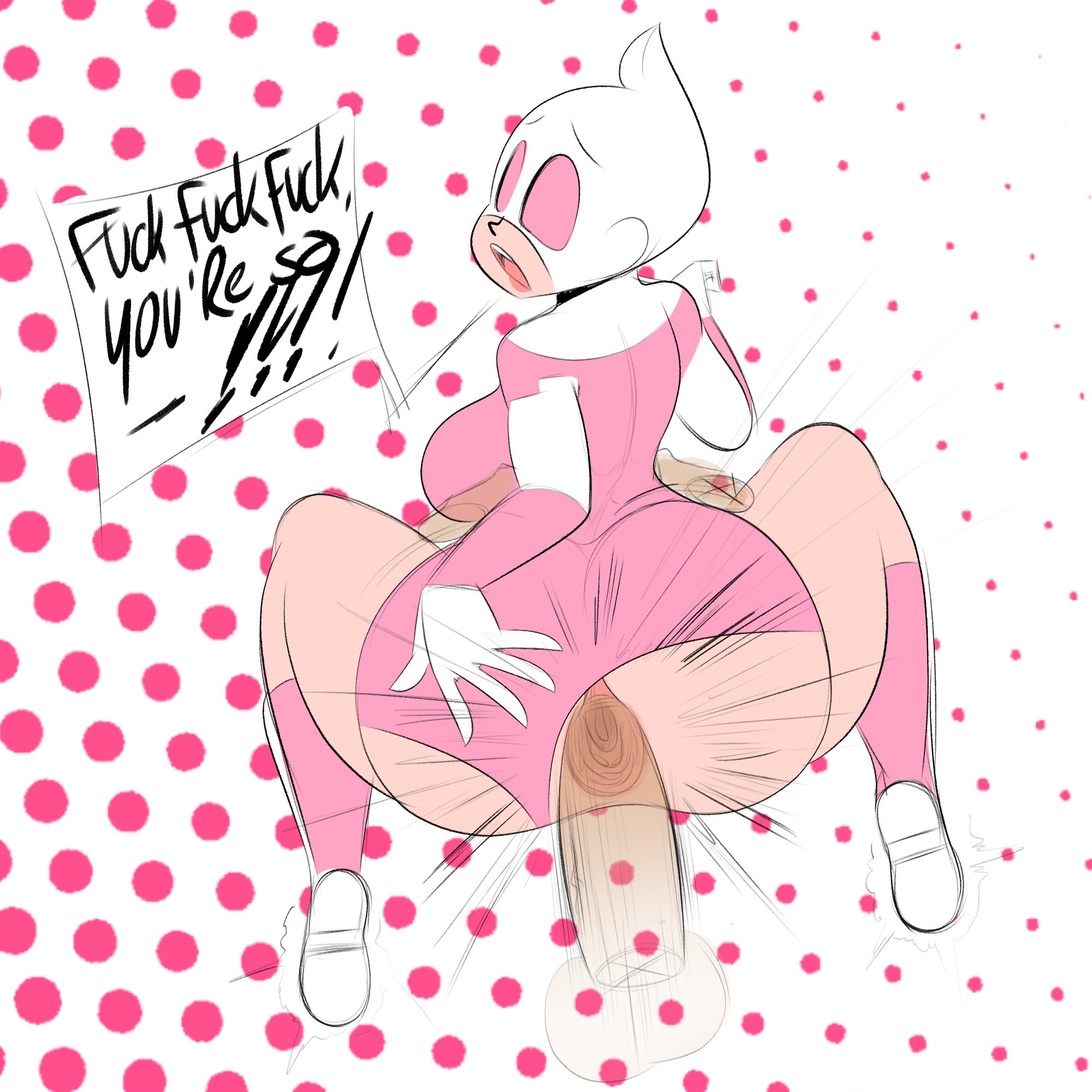 anal, anal sex, ass, ass grab, assjob, big penis, buttjob, condom, gwen poole, gwenpool, huge ass, huge cock, looking back, male, marvel, marvel comics, nervous, ota (artist), partial male, penetration, penis, pov, text, veiny penis