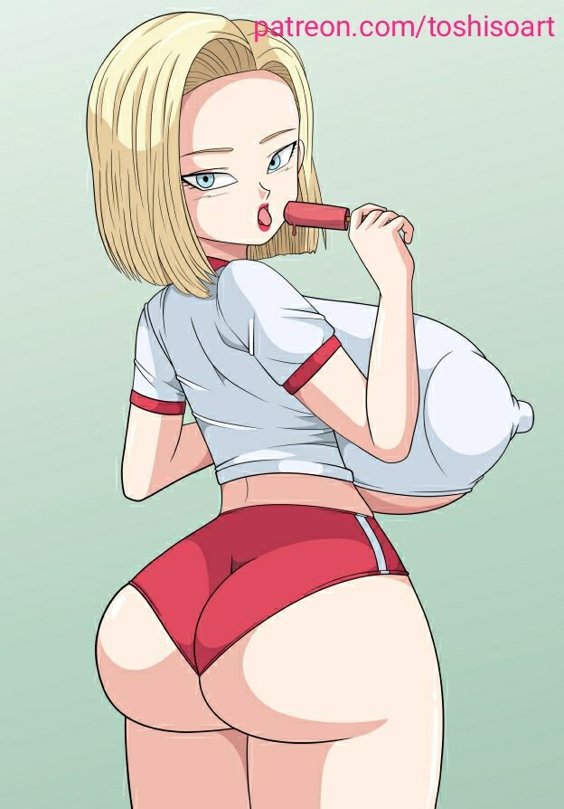 1girls, alternate version available, android 18, ass, blonde hair, blue eyes, breasts, cameltoe, cleavage, curvy, dragon ball, erect nipples, female, gigantic breasts, huge areolae, huge ass, nipples, puffy nipples, pussy, red lips, short hair, thick lips, toshiso, voluptuous, wide hips