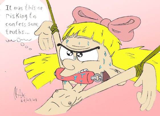 2008 blonde_hair bondage gag gagged helga_pataki hey_arnold! megawackymax nickelodeon nipples topless