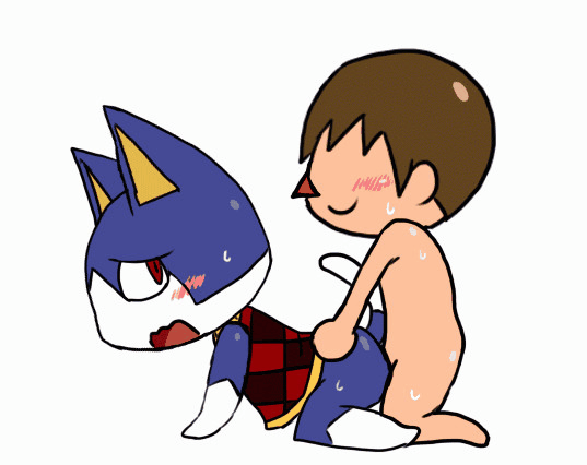 2016, 2boys, anal, anal penetration, animal crossing, animal crossing boy, animated, anthro, ass, blush, bottomless, brown hair, cat, doggy style, domestic cat, enigi09, gay, human, human on anthro, male, male only, male/male, multiple boys, multiple males, naughty face, nintendo, nude, penetration, penis, rover (animal crossing), sex, villager (animal crossing), wince, yaoi