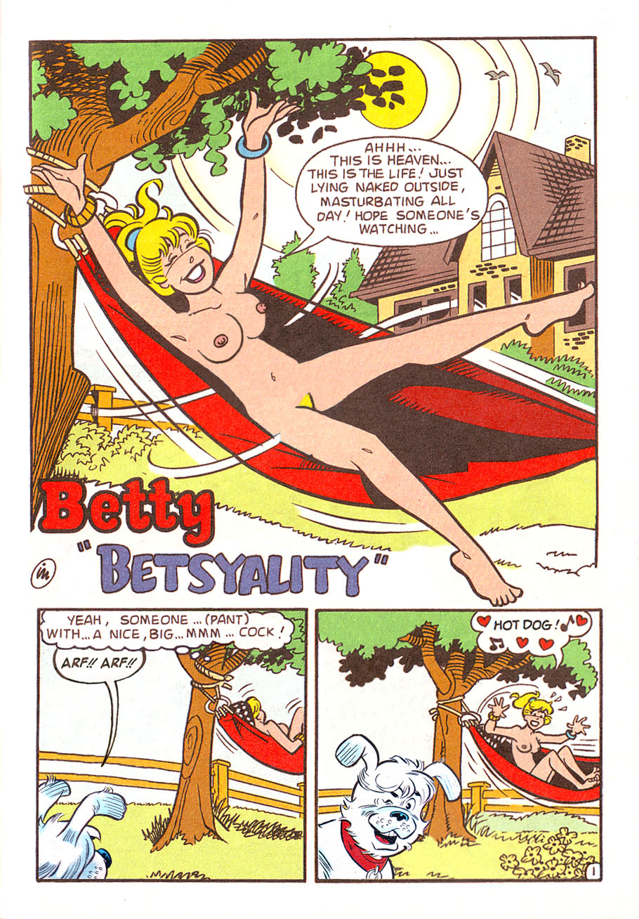 archie_comics betty_cooper blonde_hair breasts comic dog exhibitionism hammock hot_dog_(archie_comics) masturbation nude nude_female outdoor_nudity outdoors outside public_nudity rabblerouser sak smile